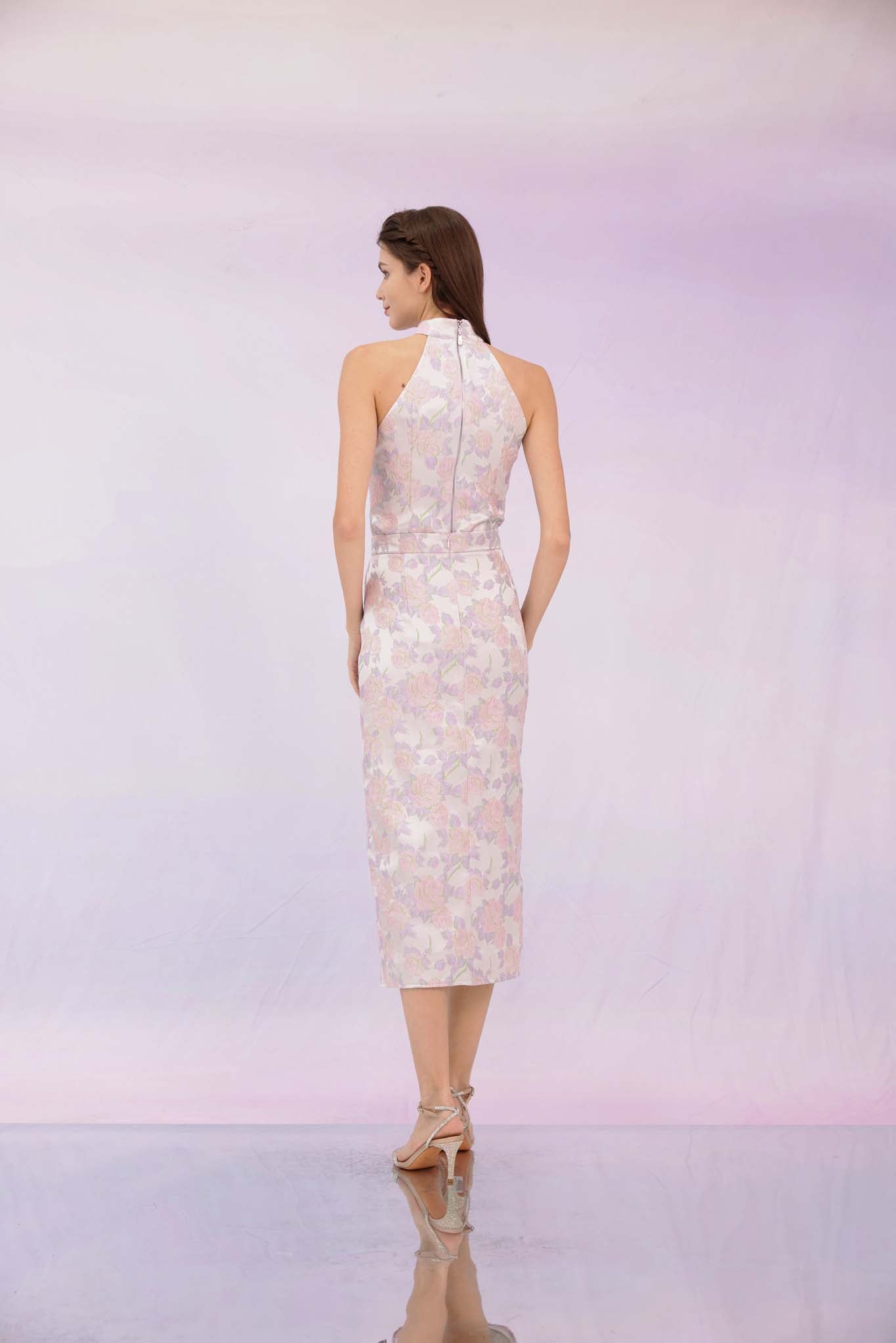 Gilana Purple Jacquard Midi Skirt