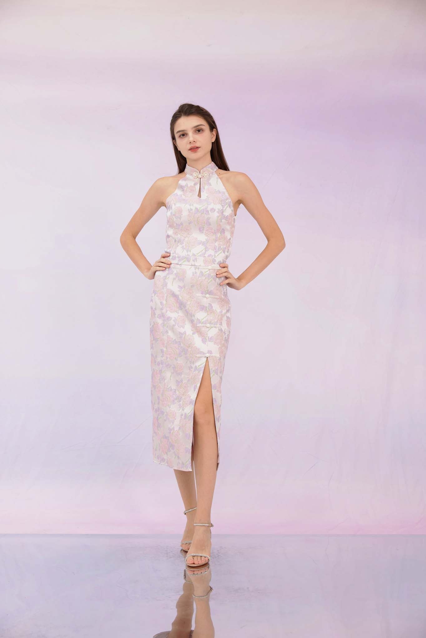 Gilana Purple Jacquard Midi Skirt