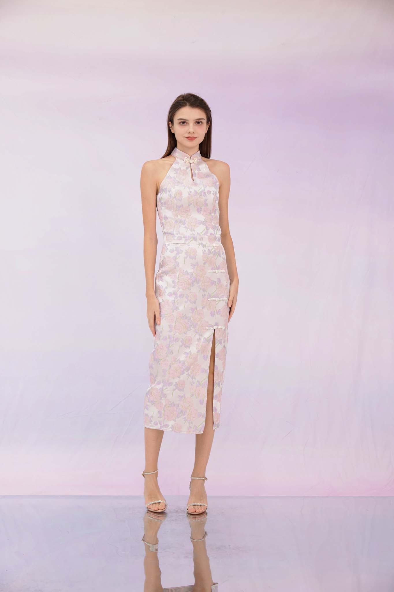 Gilana Purple Jacquard Midi Skirt