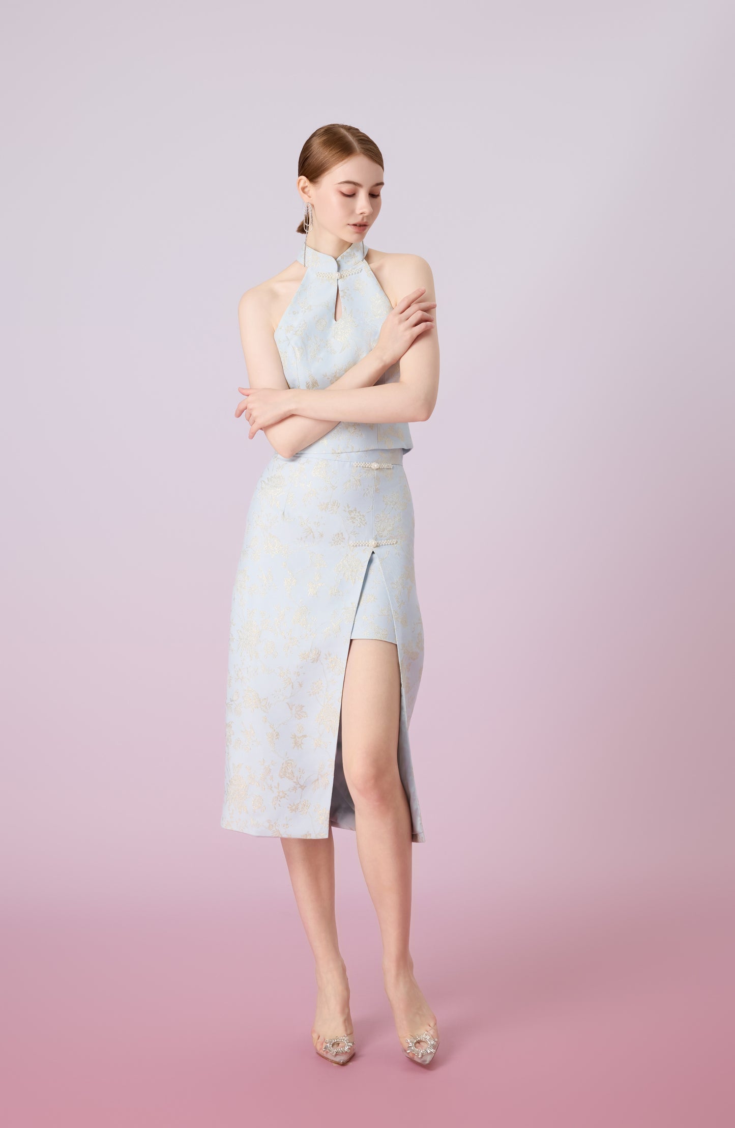Jineva Light Blue Jacquard Skirt