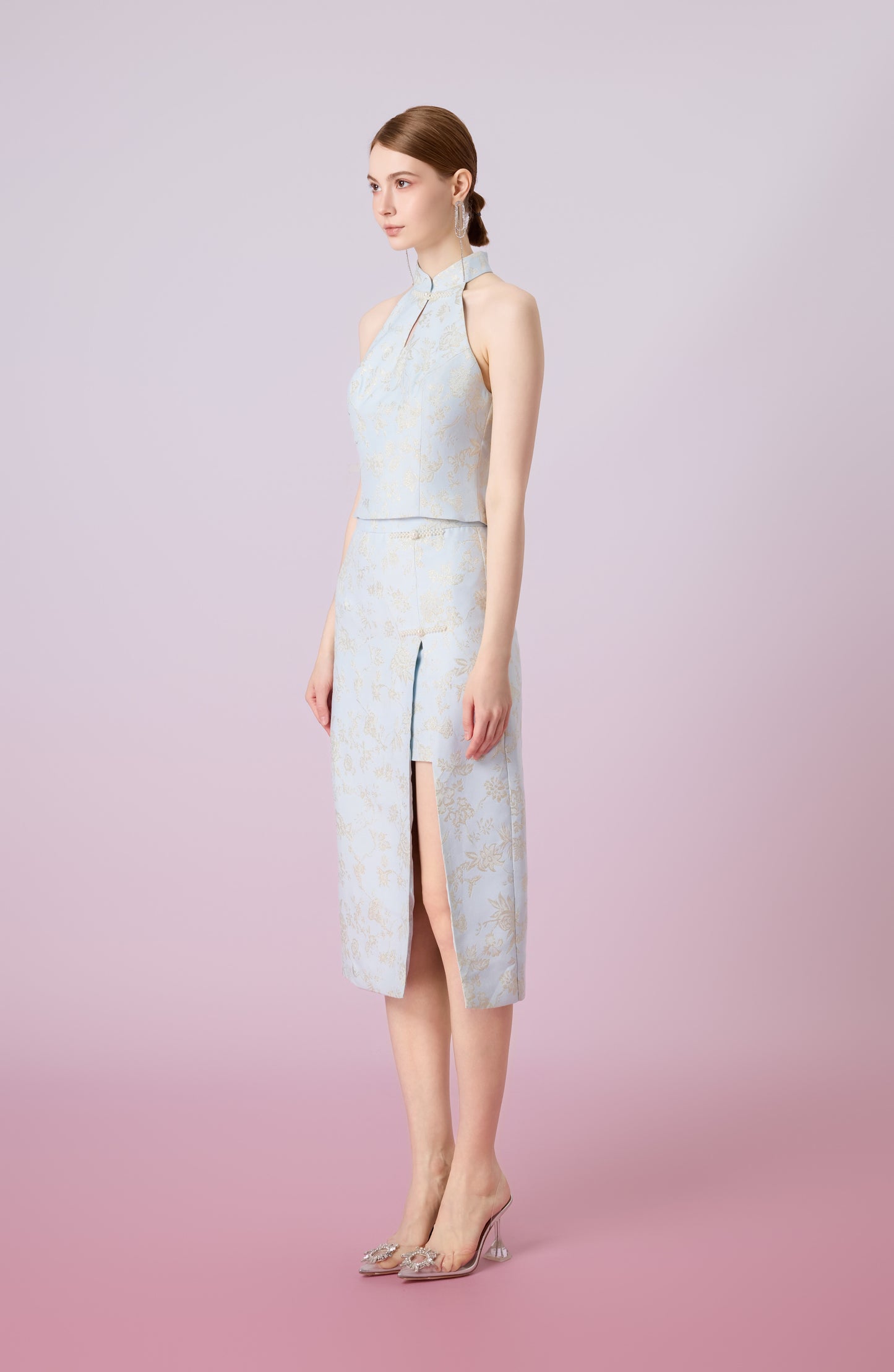 Jineva Light Blue Jacquard Skirt