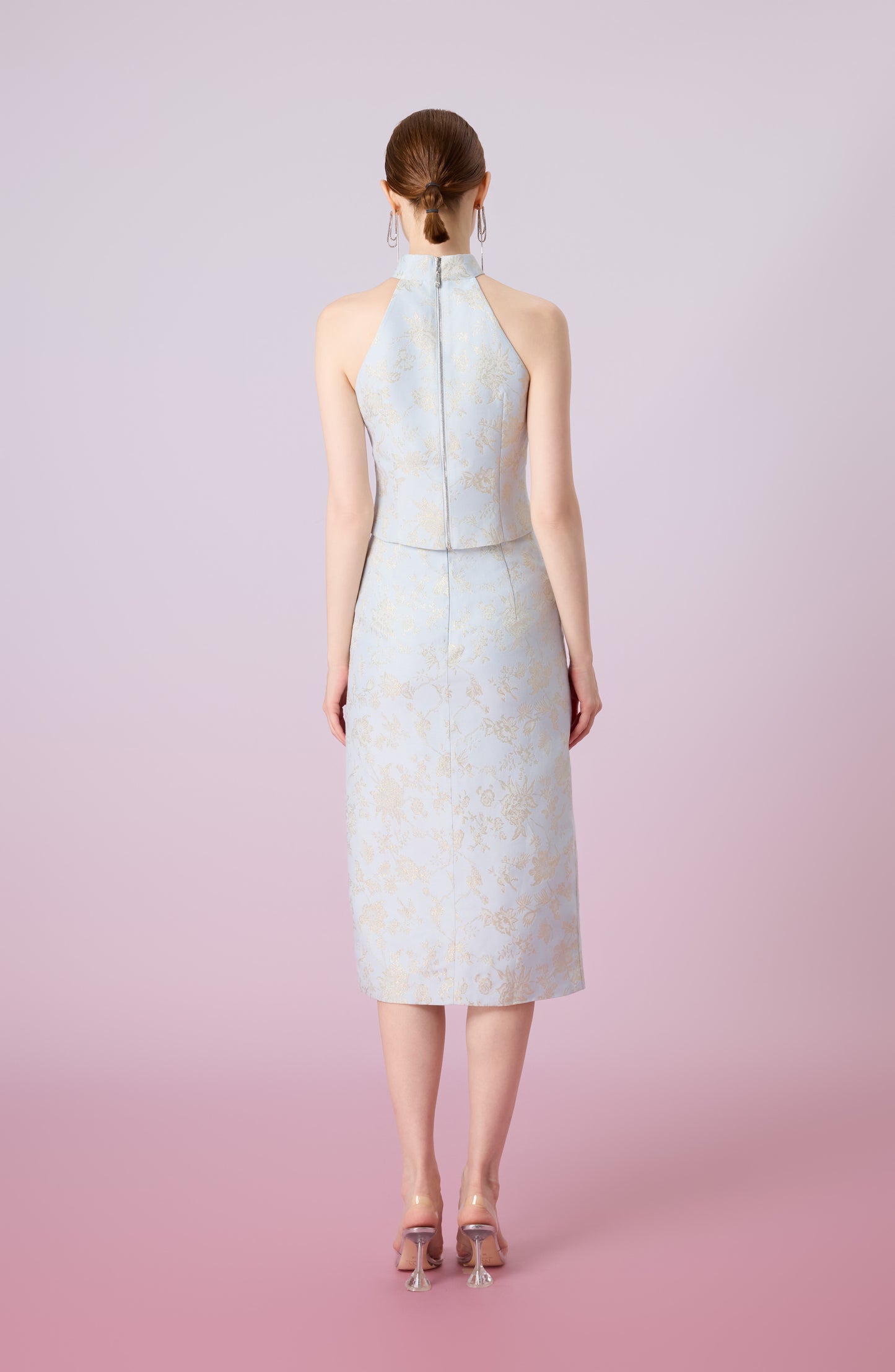 Jineva Light Blue Jacquard Skirt