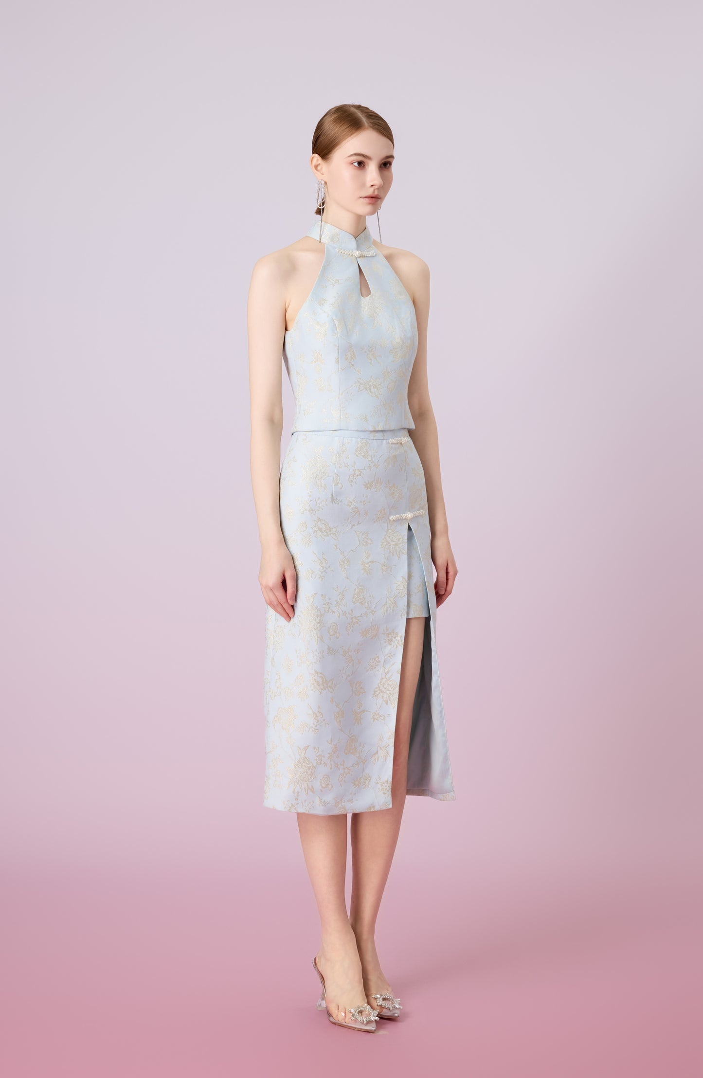 Jineva Light Blue Jacquard Skirt