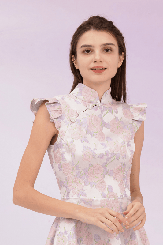 Gwenith Purple Mandarin Collar Top - Nimisski