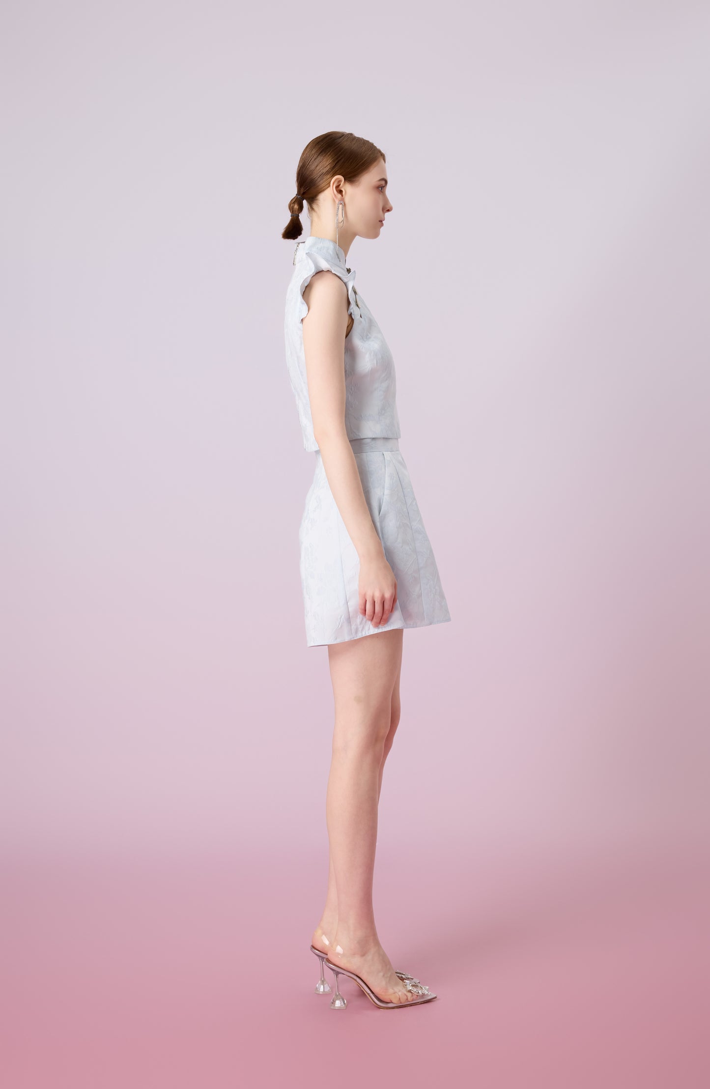 Gwenda Blue Jacquard Skorts
