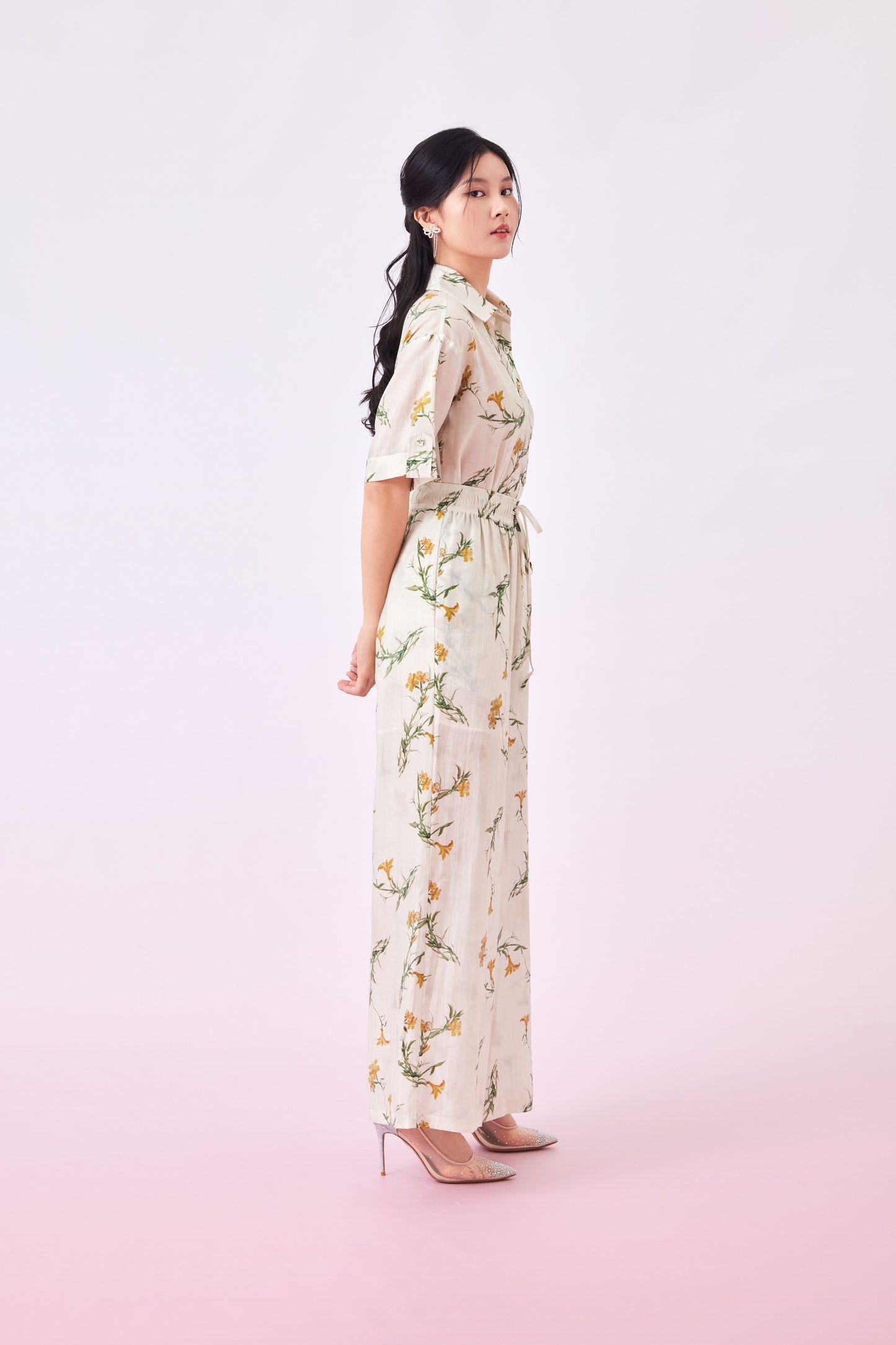 Geiliya Yellow Floral Loose Fit Pant