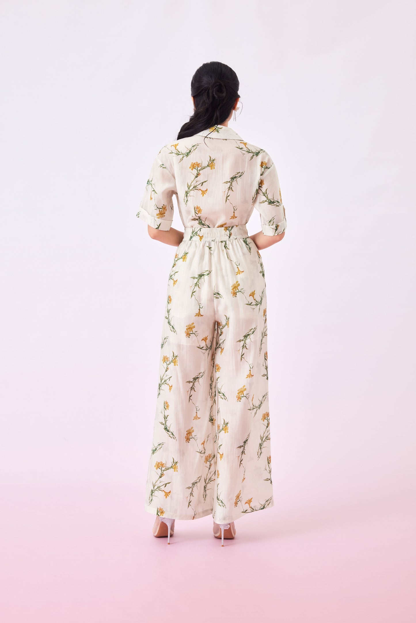 Geiliya Yellow Floral Loose Fit Pant