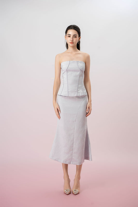 Gaiana Blue Jacquard Tube Top - Nimisski