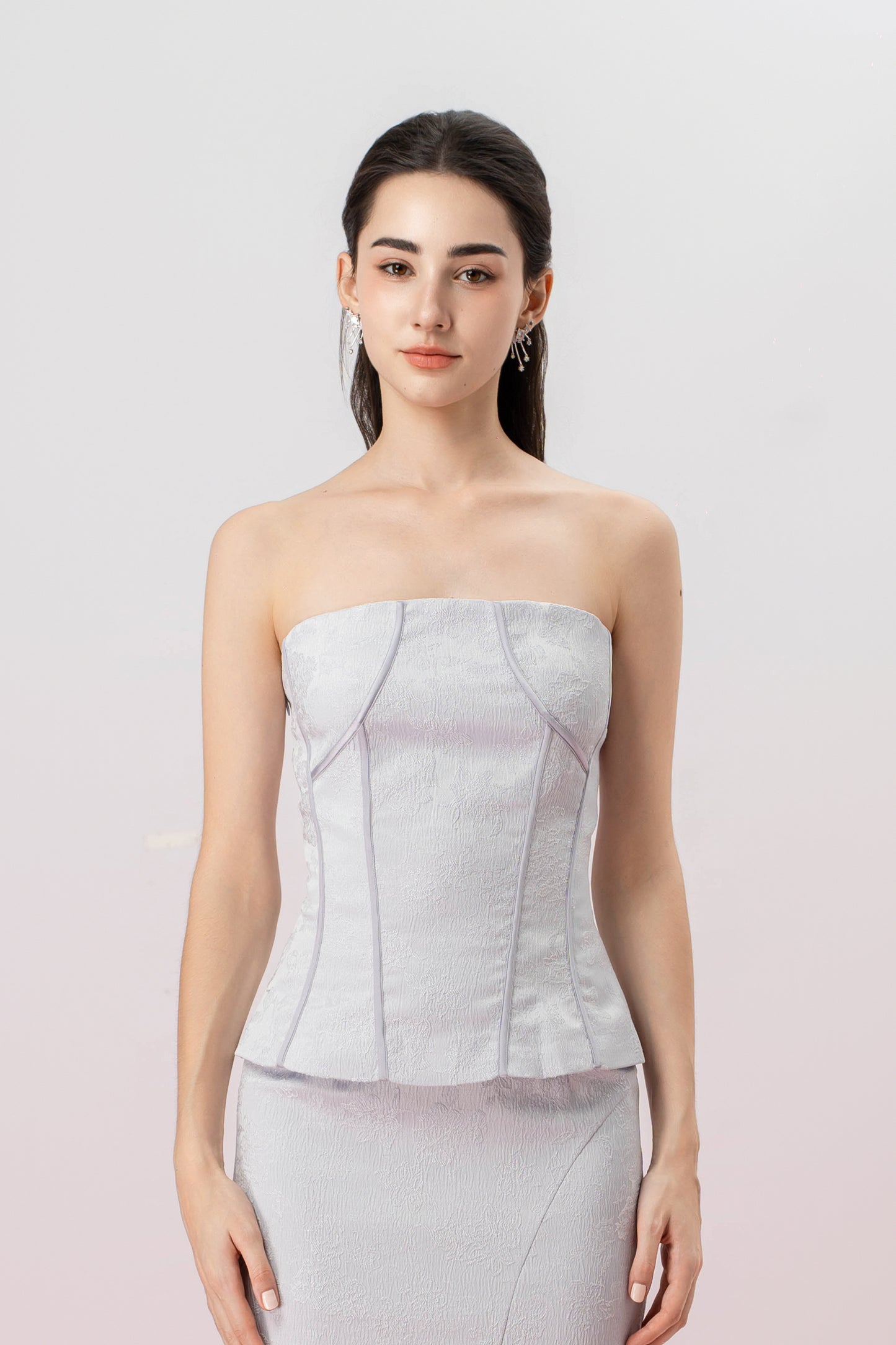Gaiana Blue Jacquard Tube Top