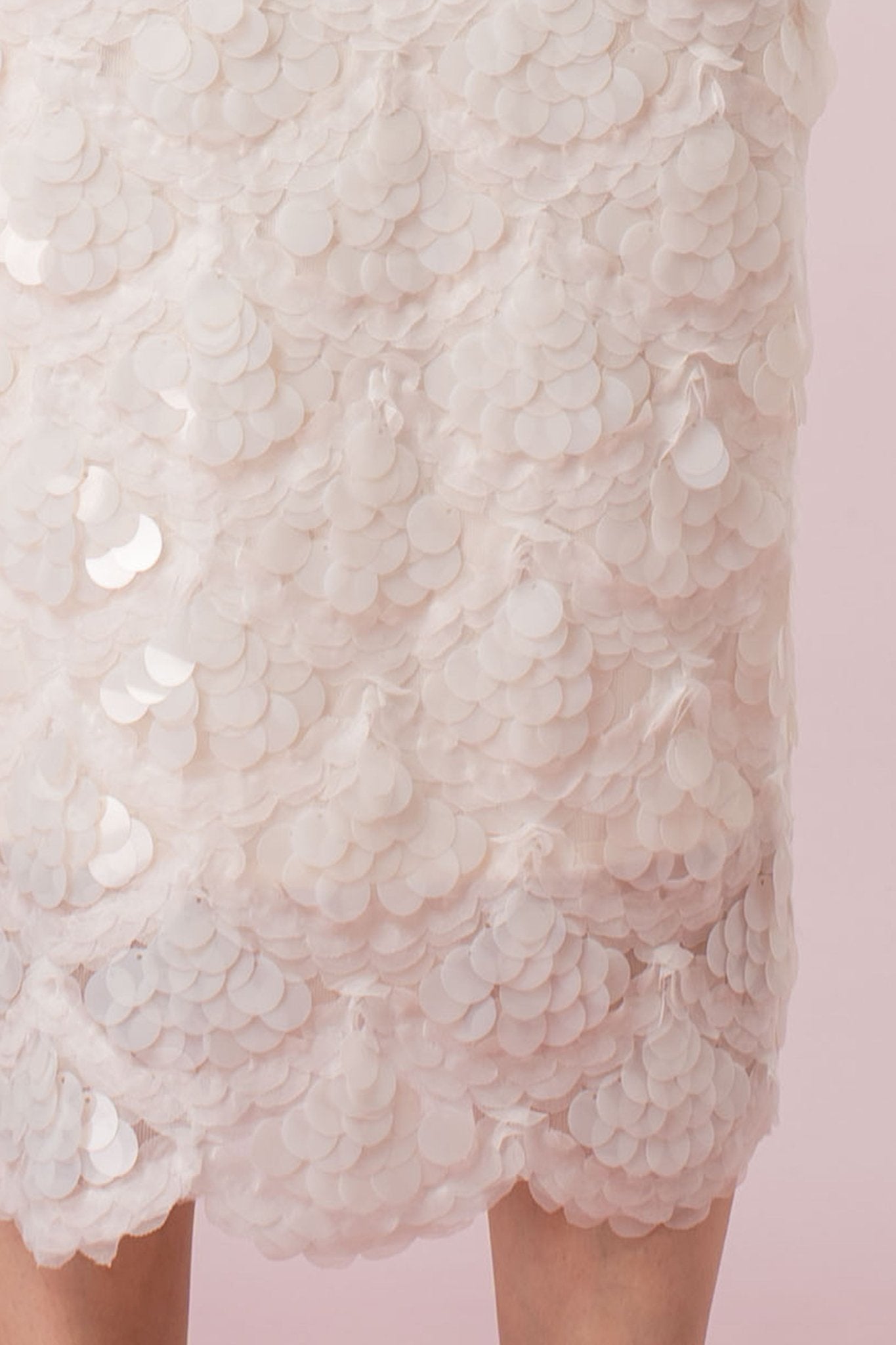 Gabriellen White Sequins Pencil Skirt - Nimisski