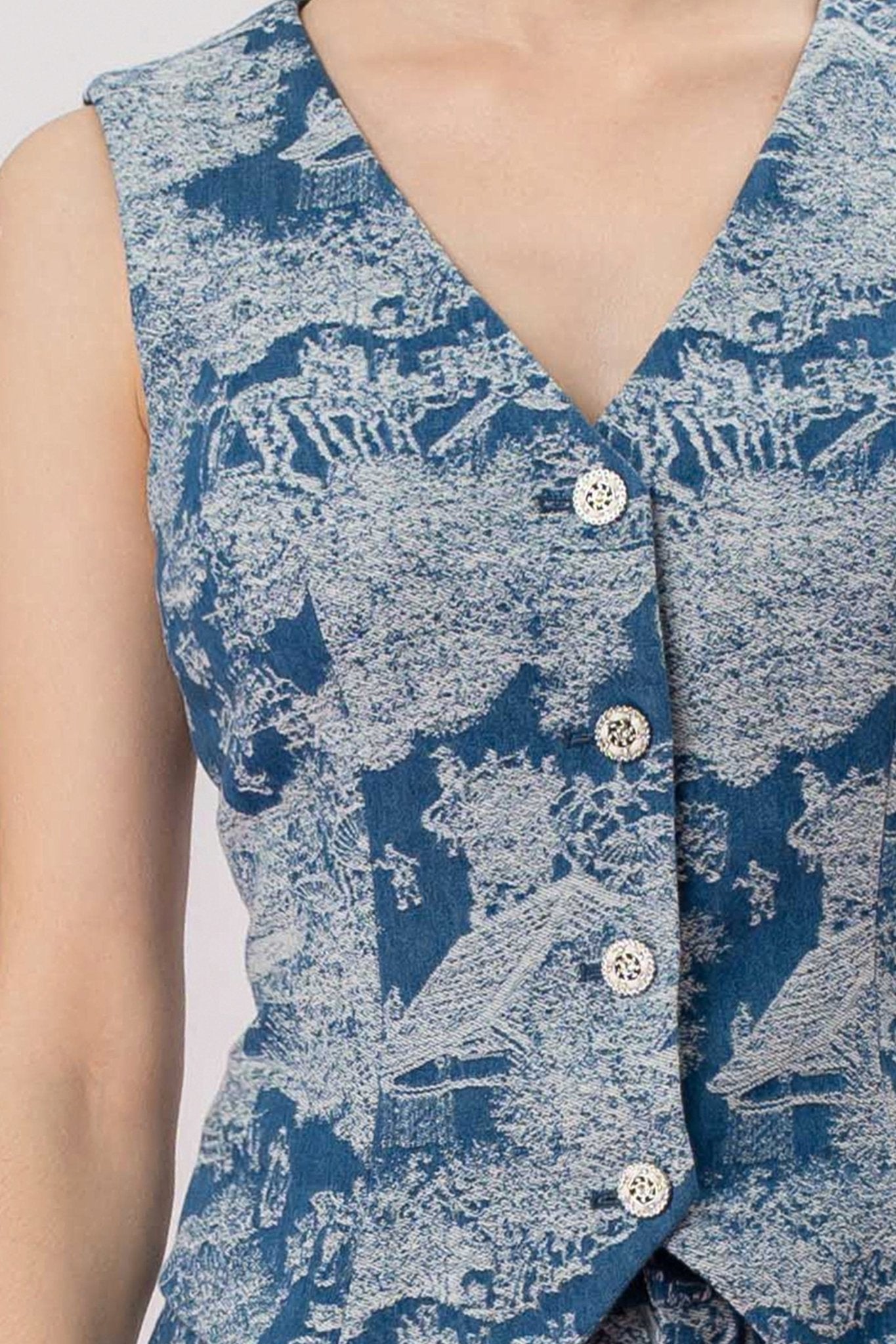 Jenneva Blue Denim Padded Vest - Nimisski