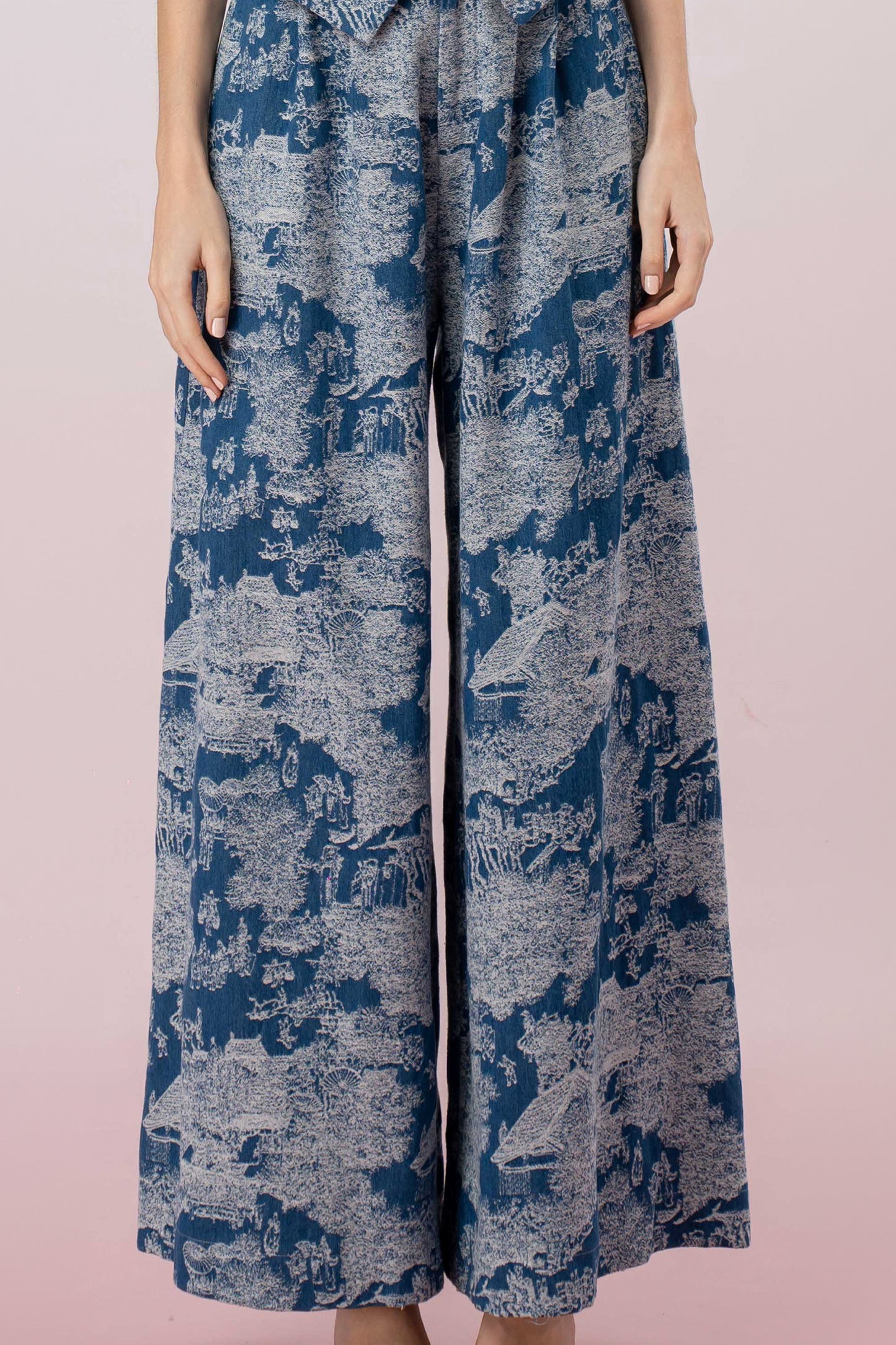 Jenneva Blue Denim Wide Leg Pants