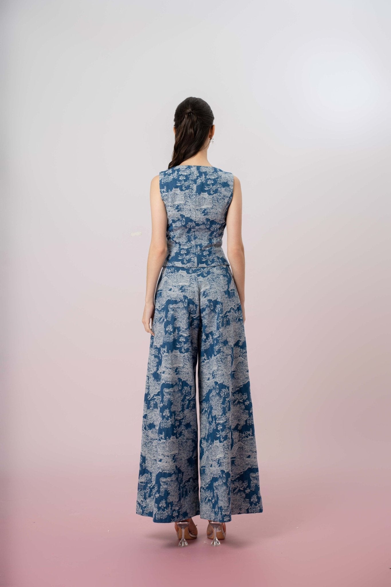 Jenneva Blue Denim Wide Leg Pants - Nimisski