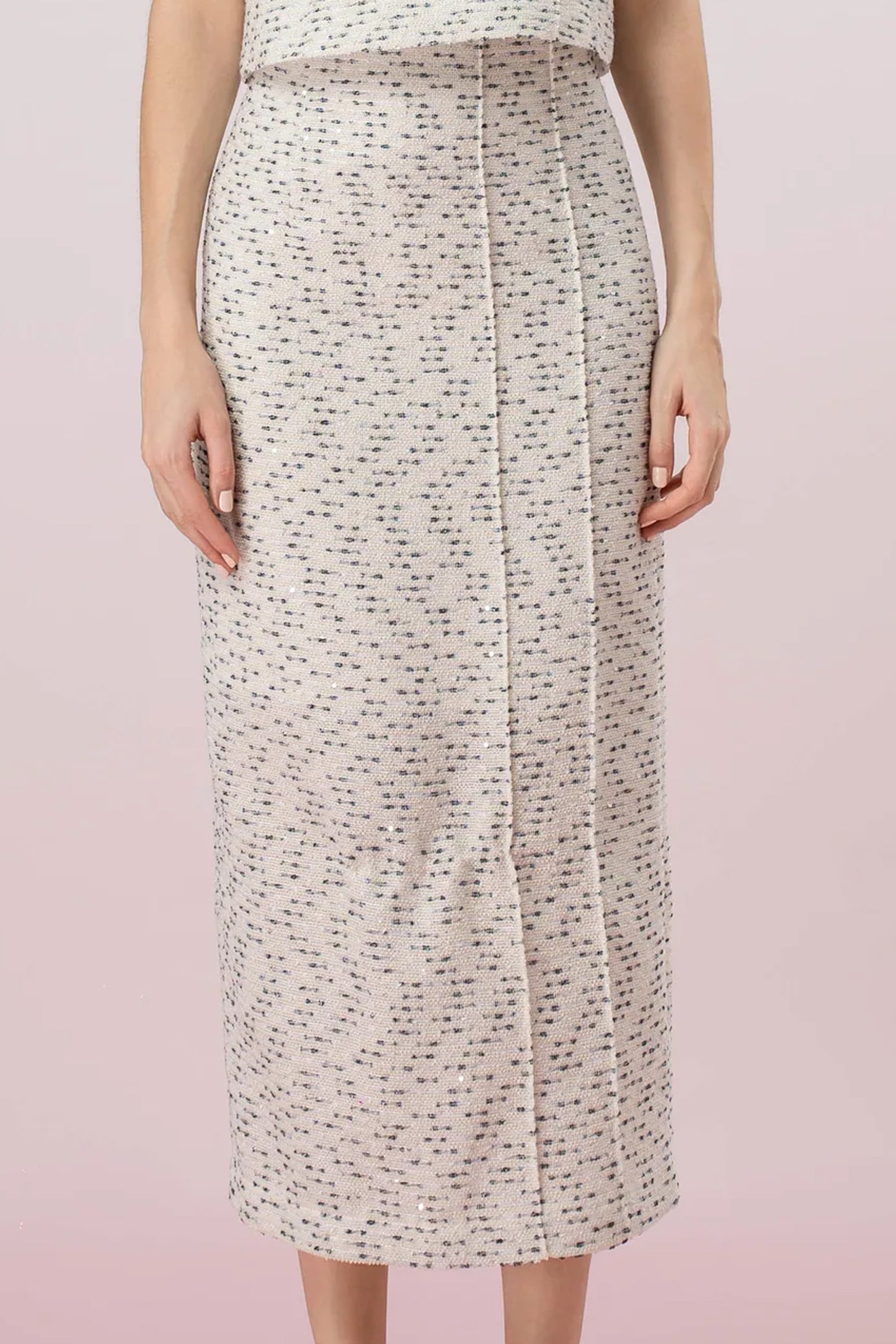 Gaylla White Tweed Pencil Skirt