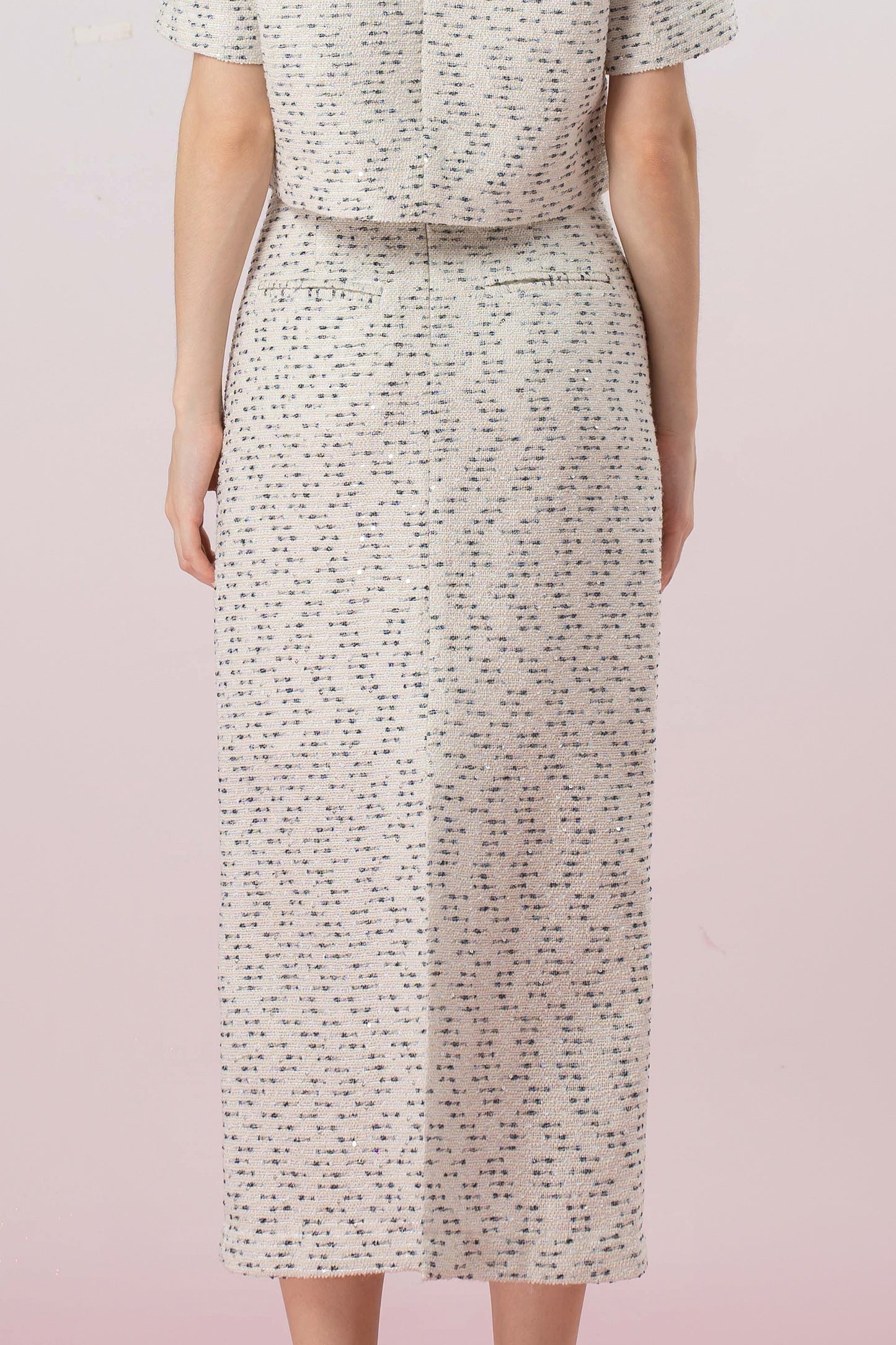 Gaylla White Tweed Pencil Skirt