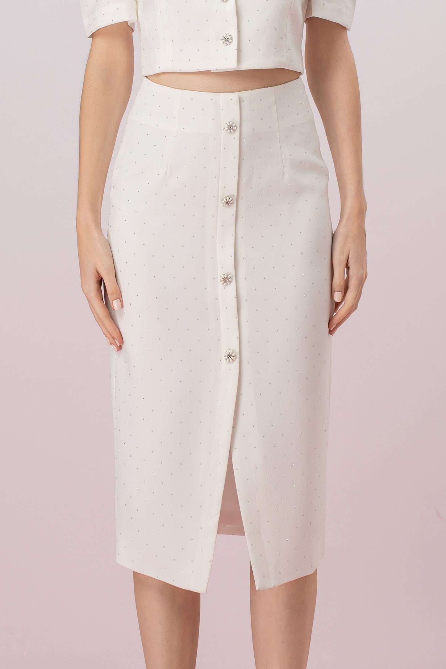 Ganah Twinkle White Pencil Skirt