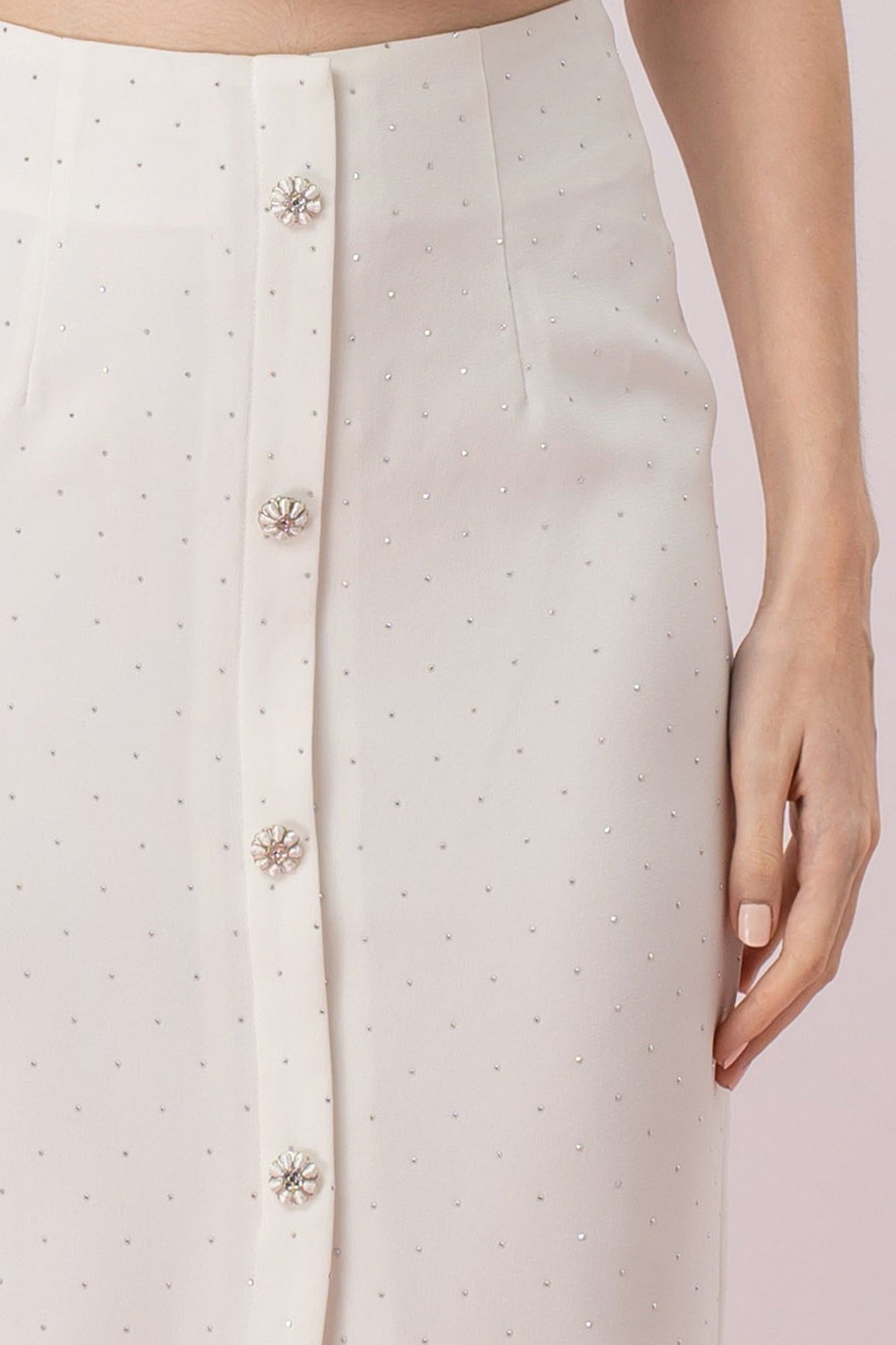 Ganah Twinkle White Pencil Skirt