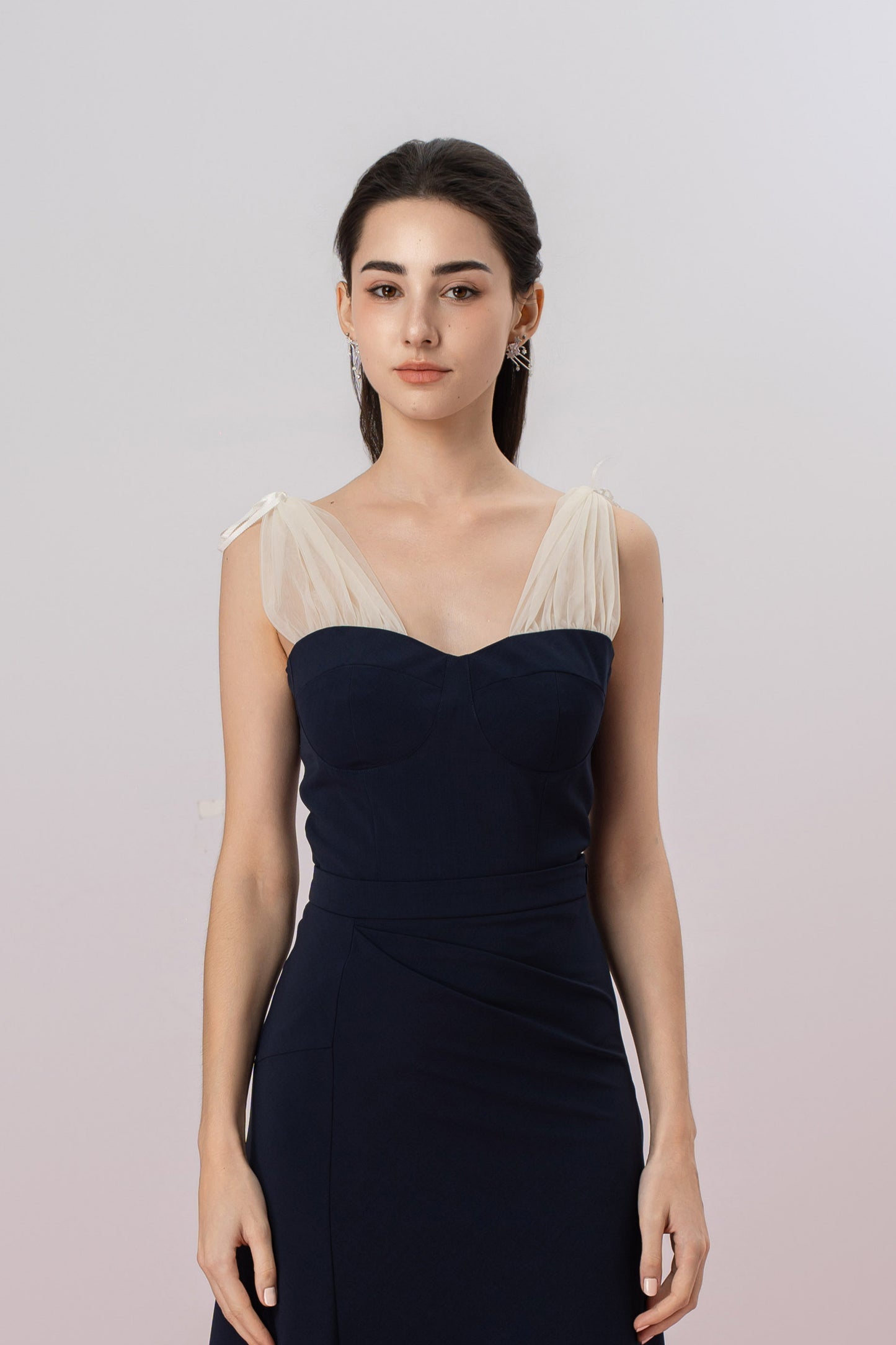 Gayll Navy Sleeveless Mesh Strap Top