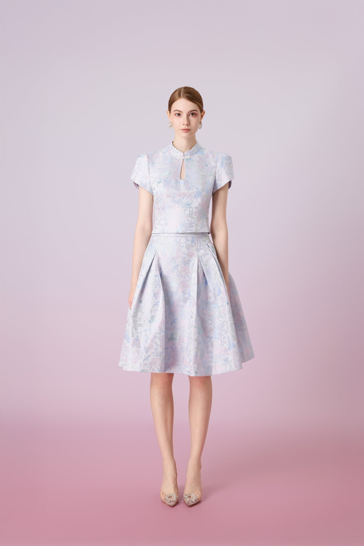 Josette Purple Puffy Sleeve Cheongsam Top