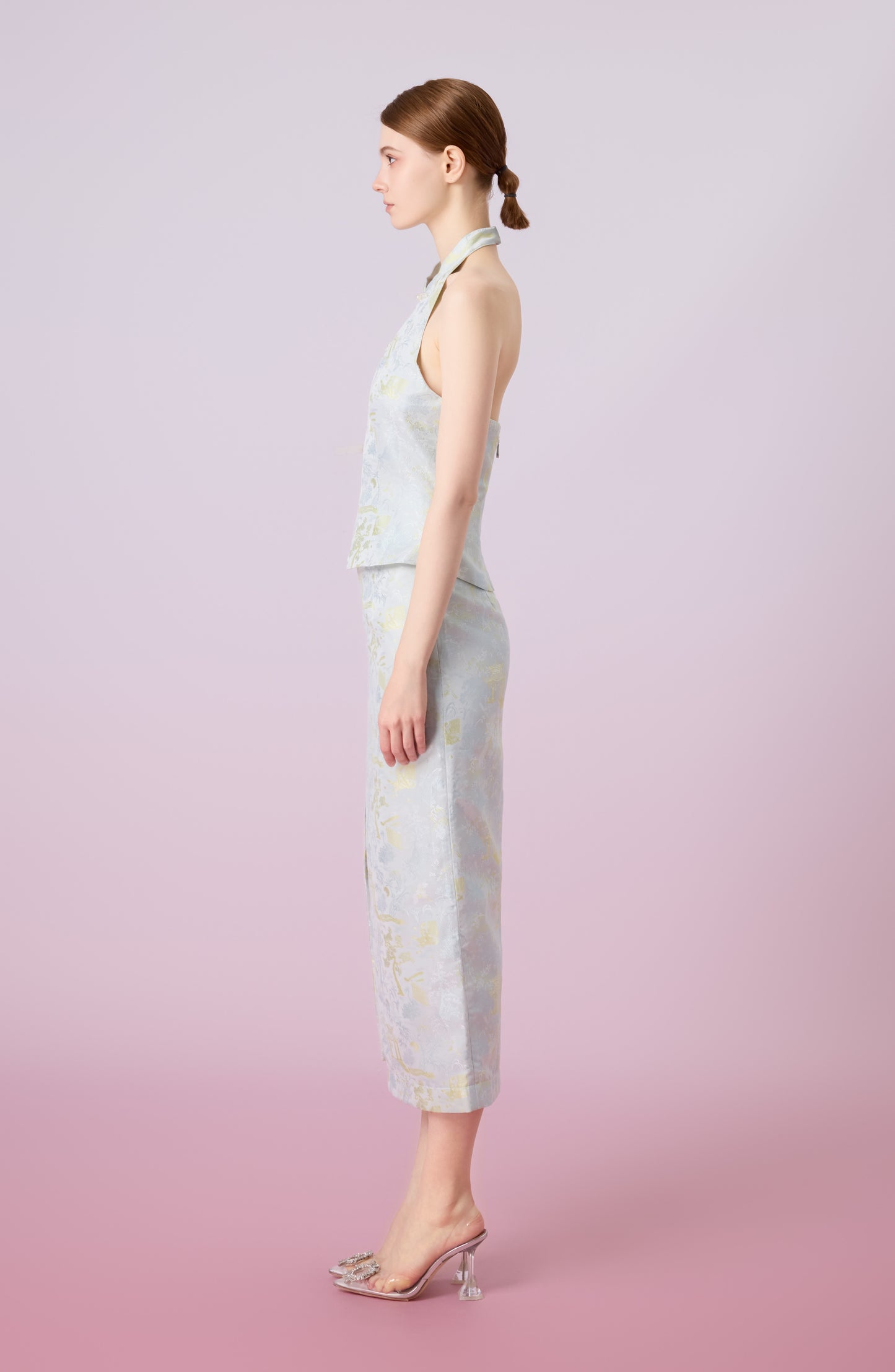 Jineeva Green Sleeveless Cheongsam Top