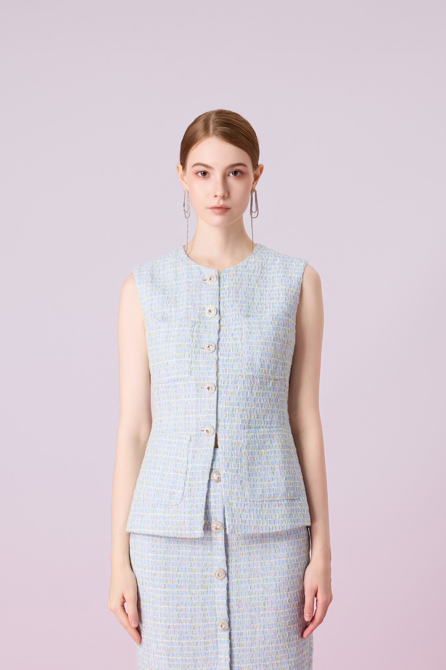 Jowelle Blue Tweed Blazer Vest