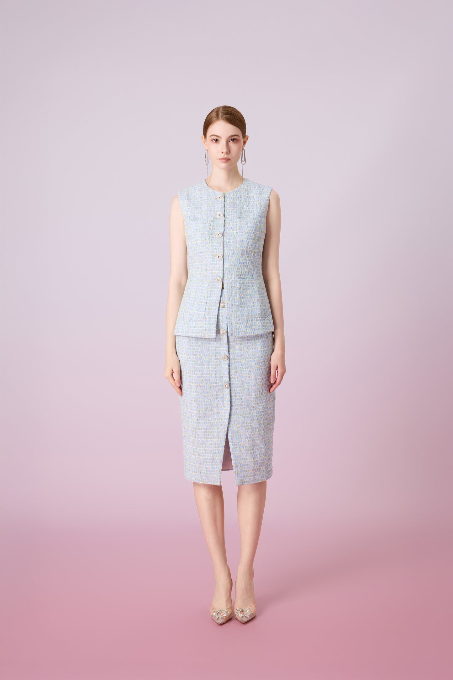 Jowelle Blue Tweed Blazer Vest