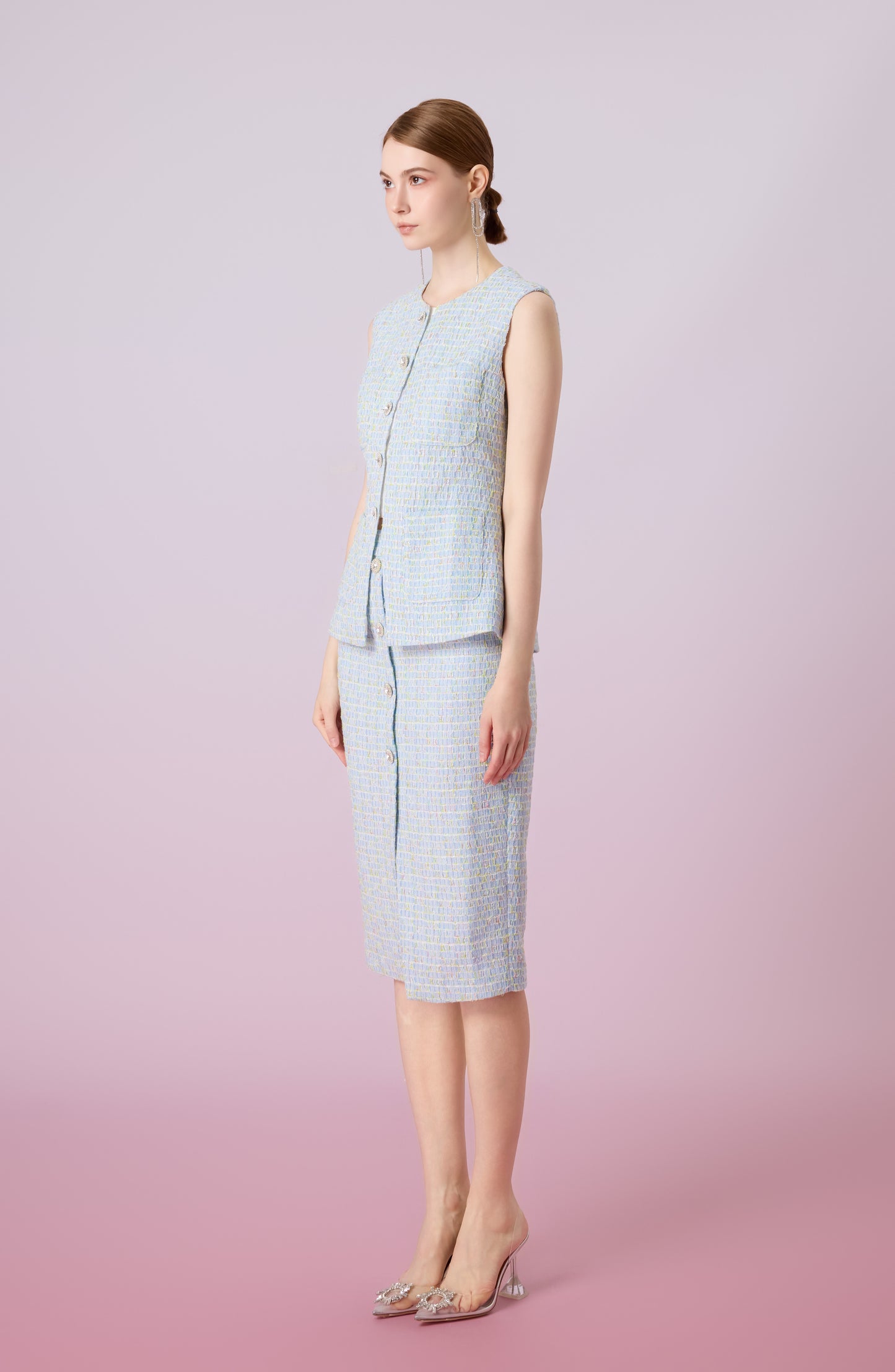 Jowelle Blue Tweed Blazer Vest