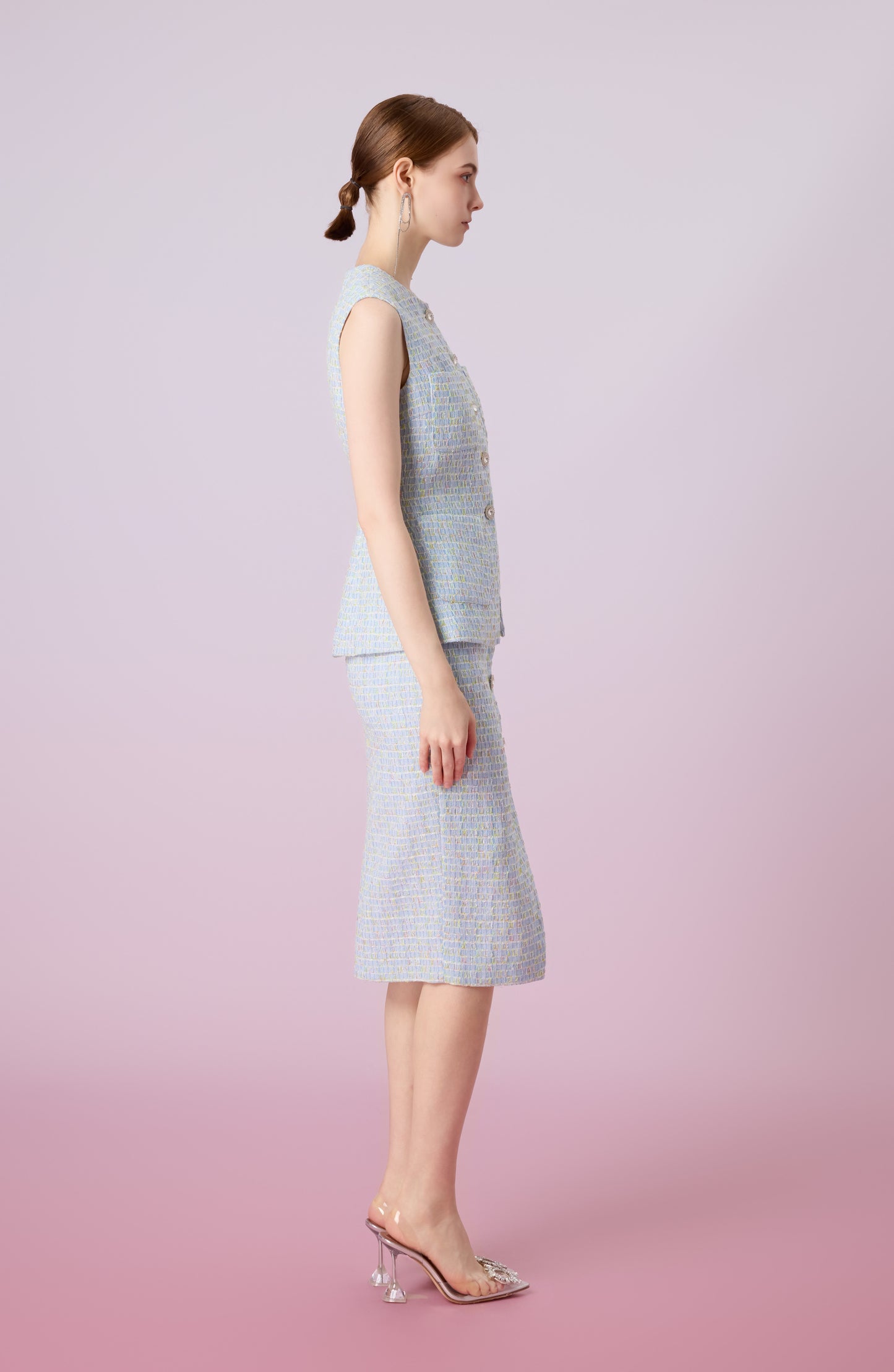 Jowelle Blue Tweed Blazer Vest