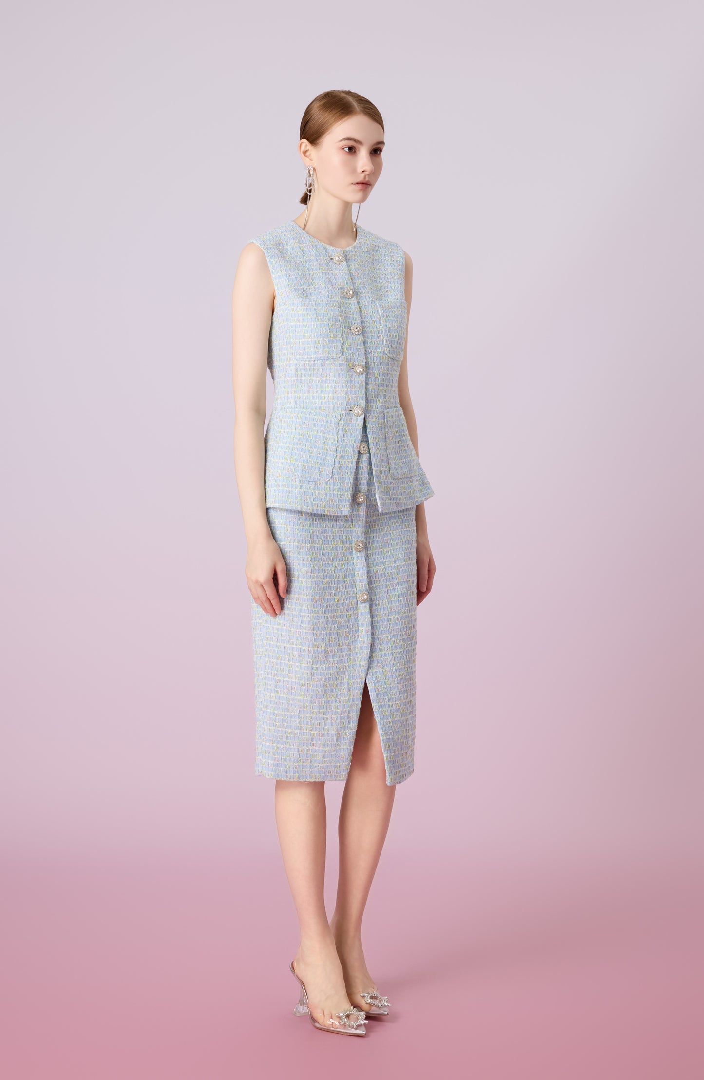 Jowelle Blue Tweed Blazer Vest