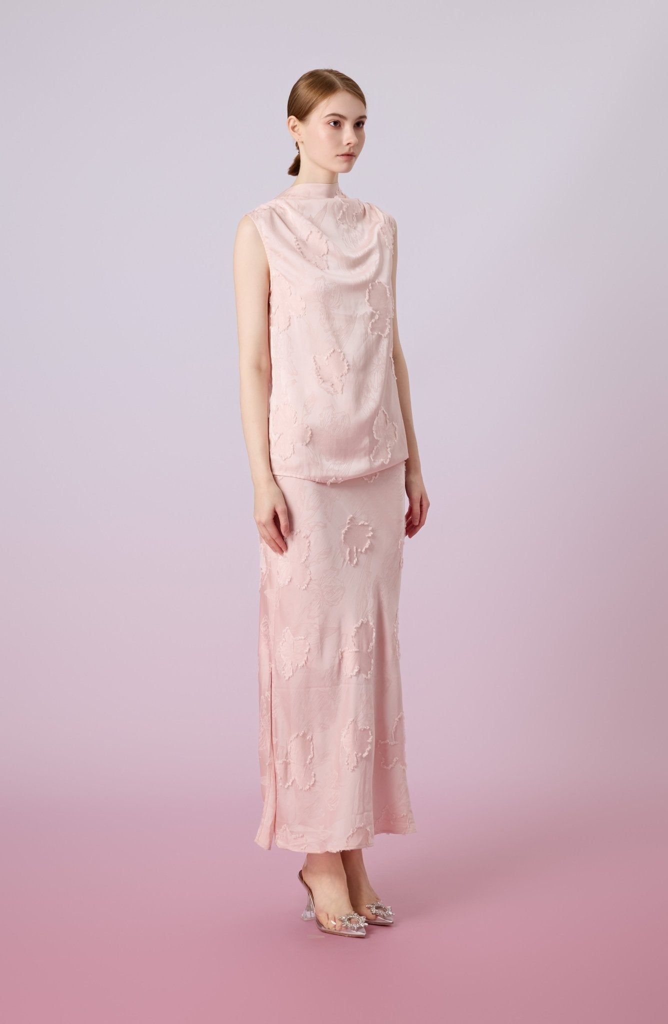 Jewella Light Pink Straight Long Skirt - Nimisski