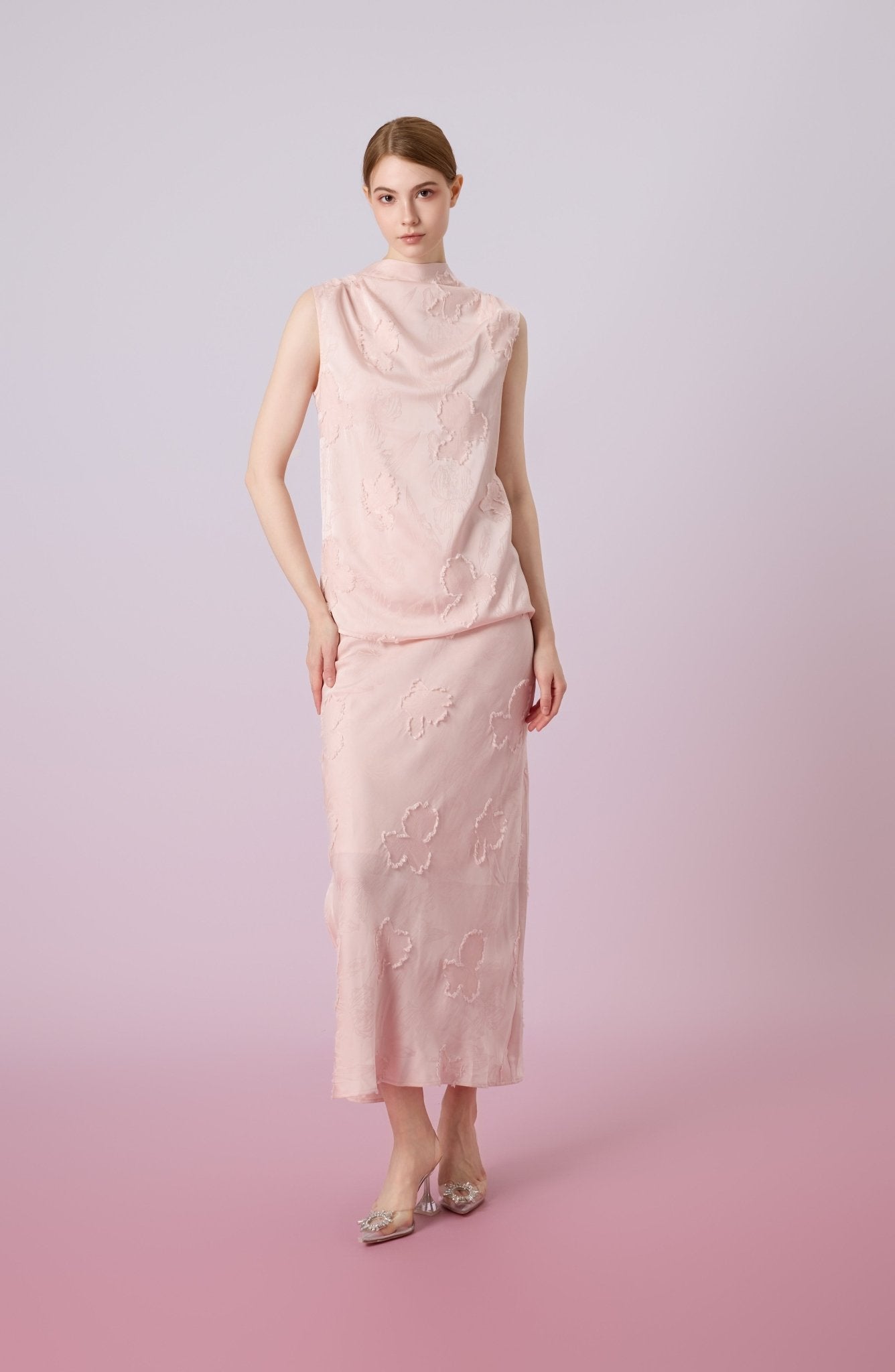Jewella Light Pink Straight Long Skirt - Nimisski