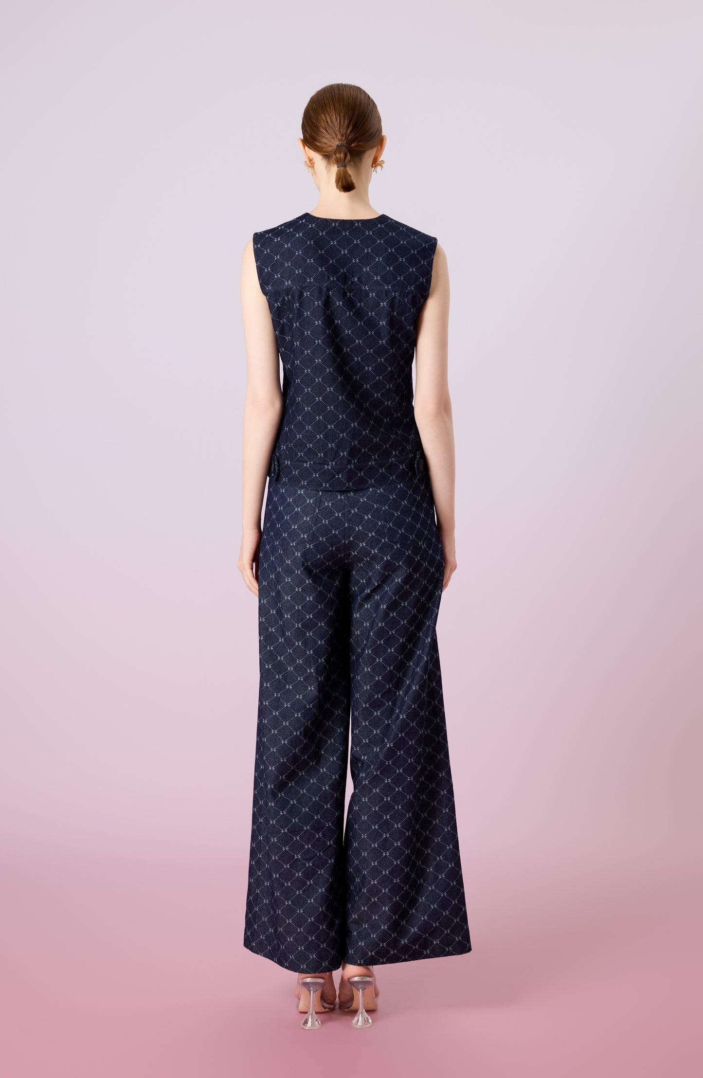 Jacqualyn Dark Blue Denim Wide Pants