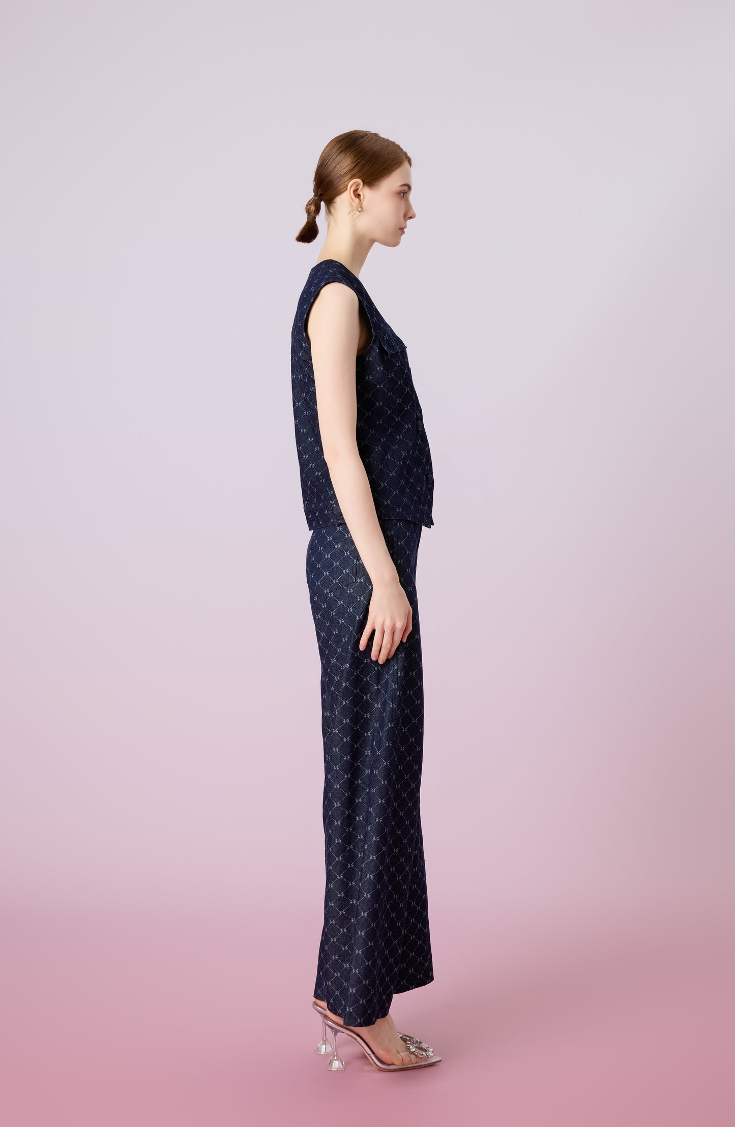Jacqualyn Dark Blue Denim Wide Pants