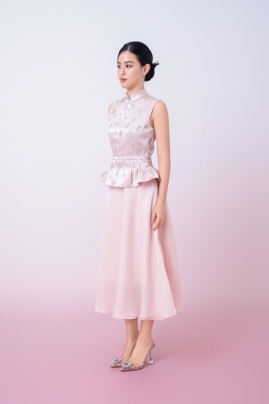 Khalani Pink Mesh A-Line Skirt