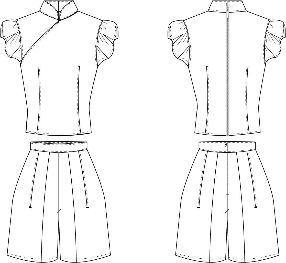 Gwenith Blue Jacquard Mandarin Collar Top - Nimisski