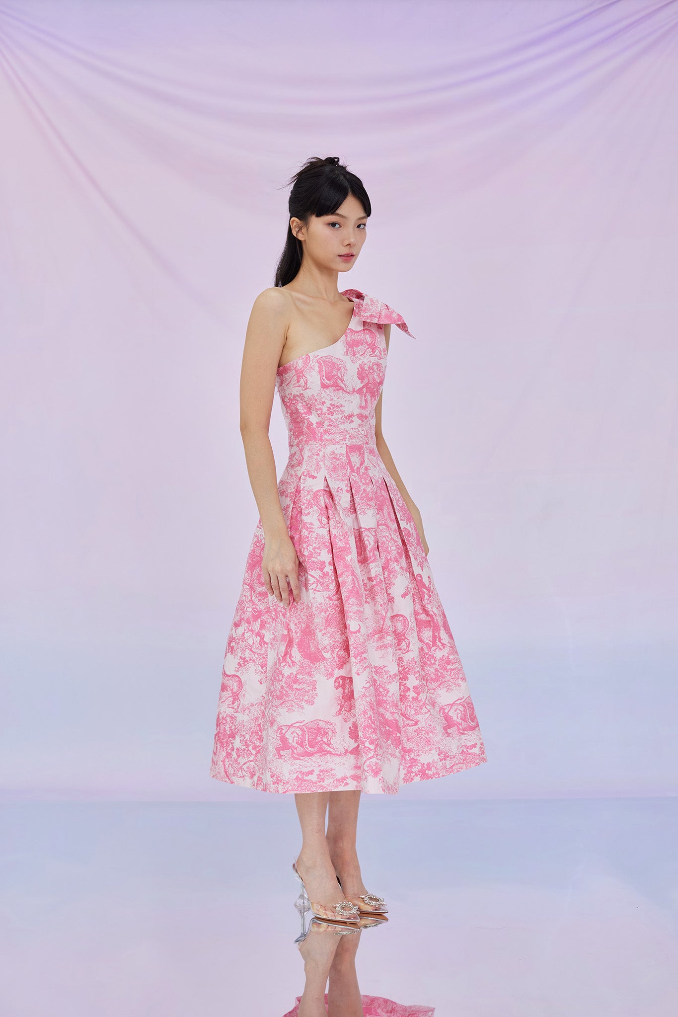 Gwenette Pink Animal Print White Dress