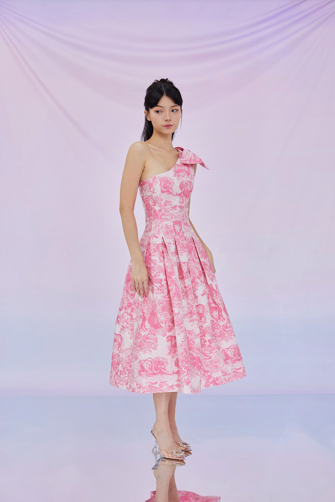 Gwenette Pink Animal Print White Dress