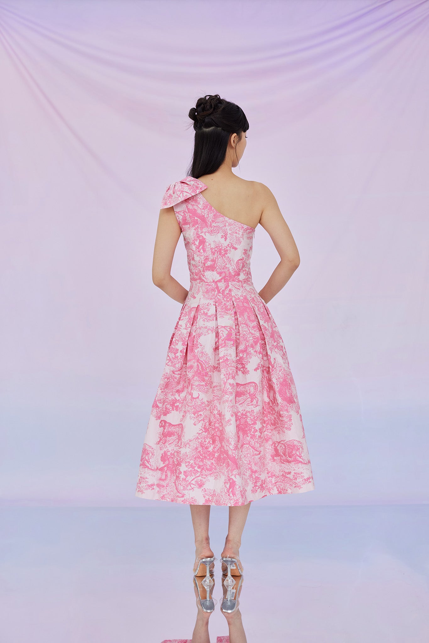 Gwenette Pink Animal Print White Dress