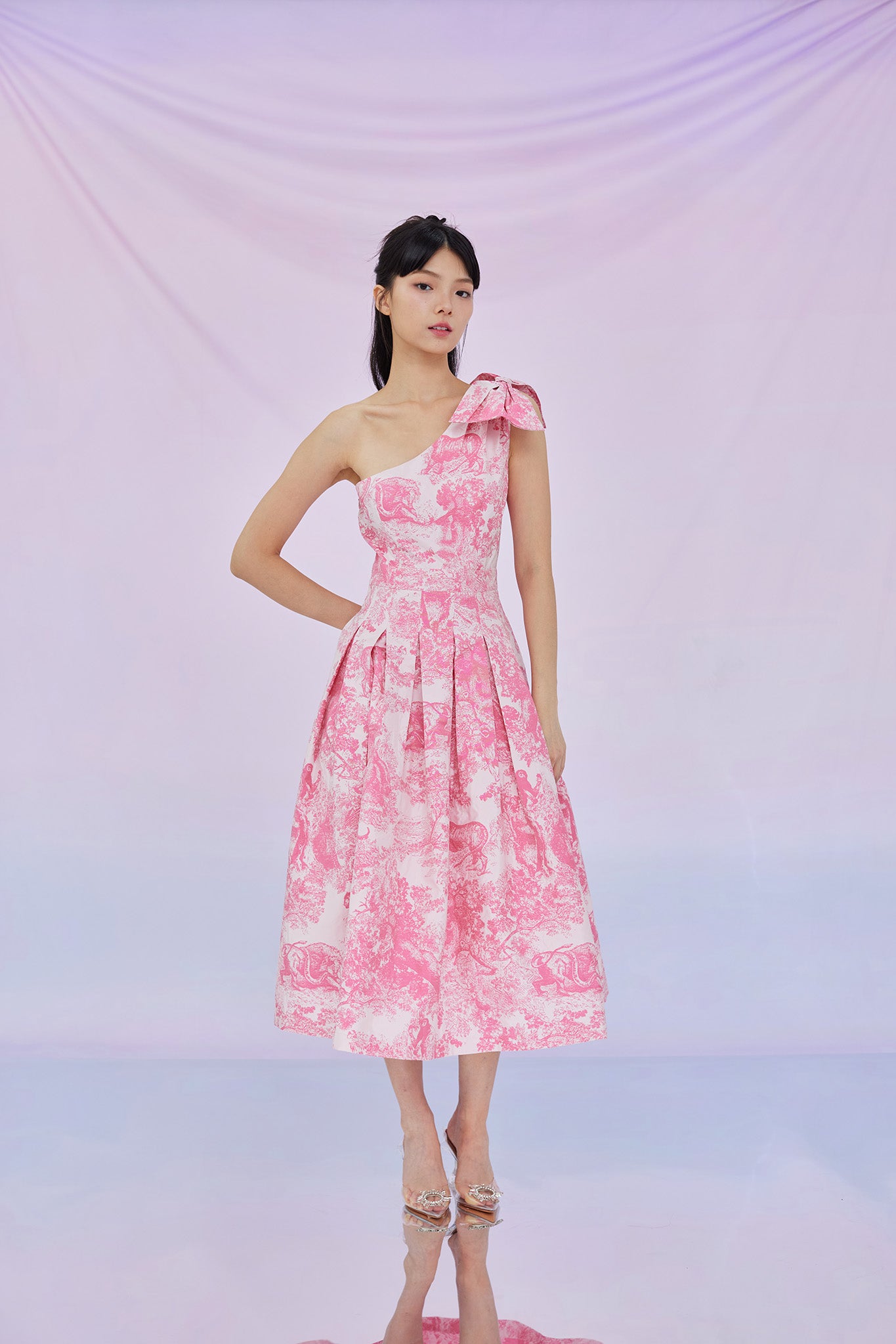 Gwenette Pink Animal Print White Dress