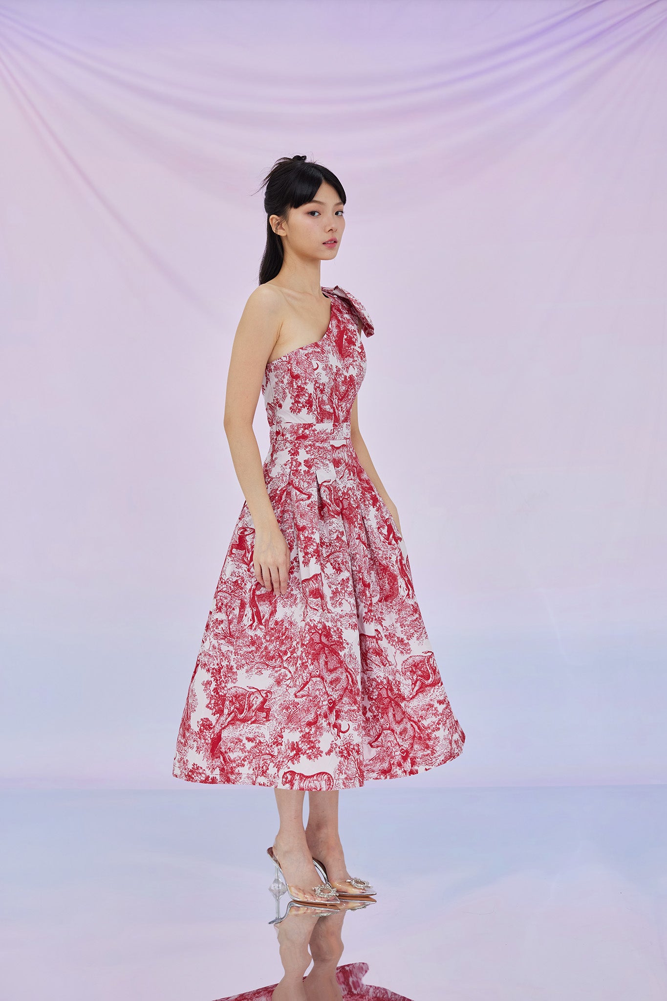 Gwenette Red Animal Print White Dress