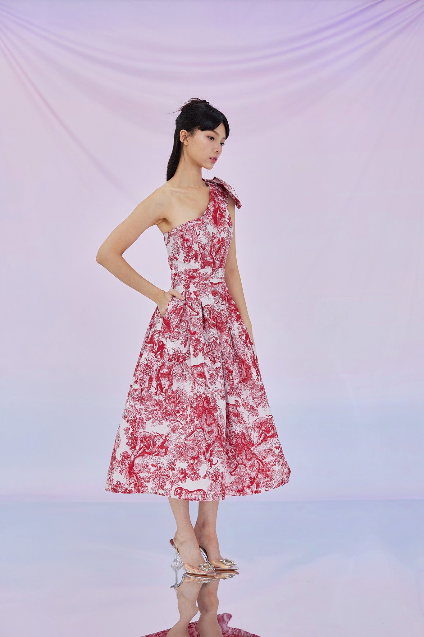 Gwenette Red Animal Print White Dress