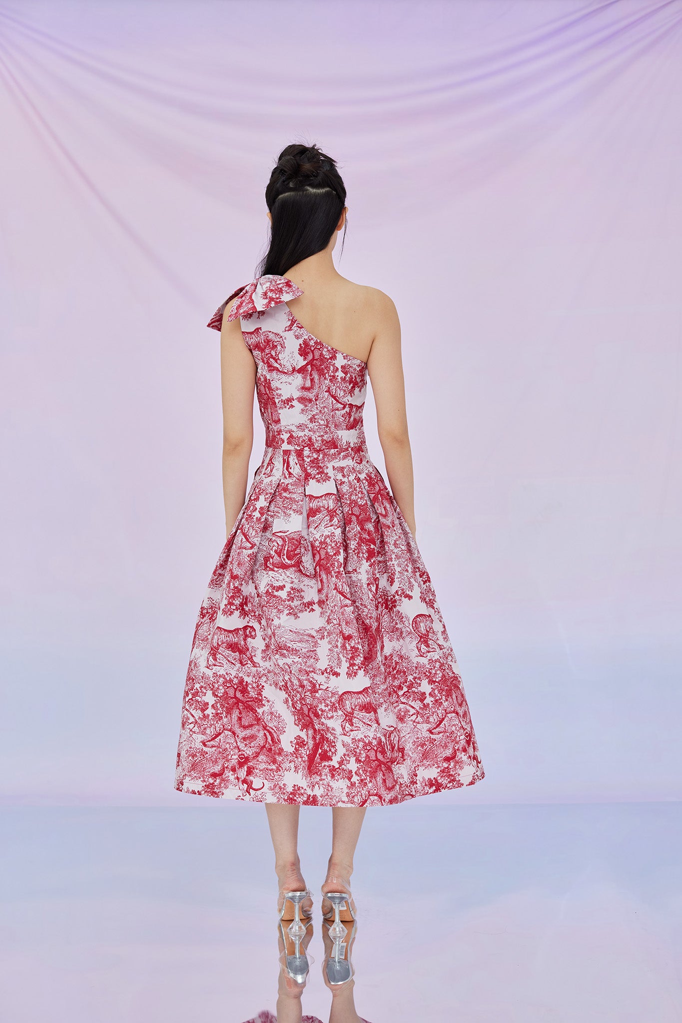 Gwenette Red Animal Print White Dress