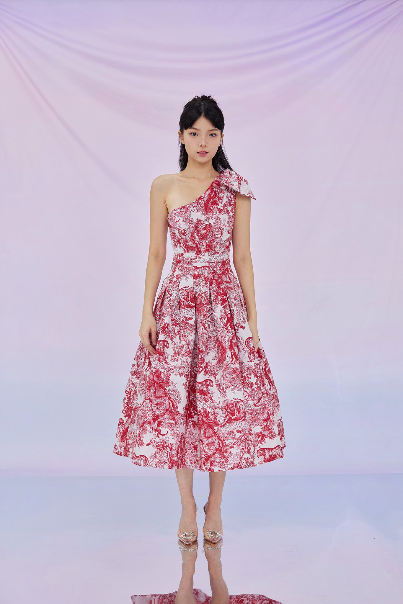 Gwenette Red Animal Print White Dress