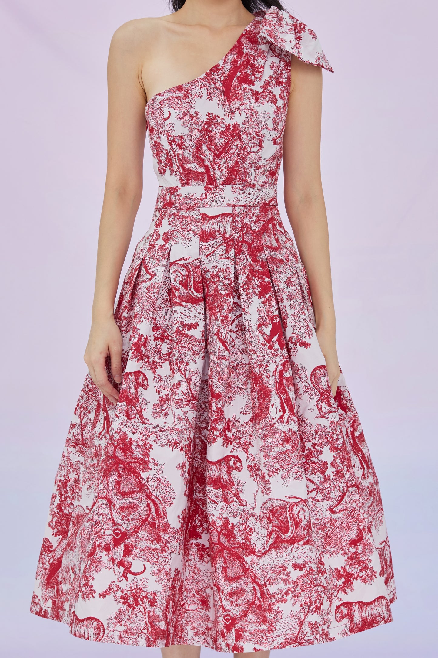 Gwenette Red Animal Print White Dress