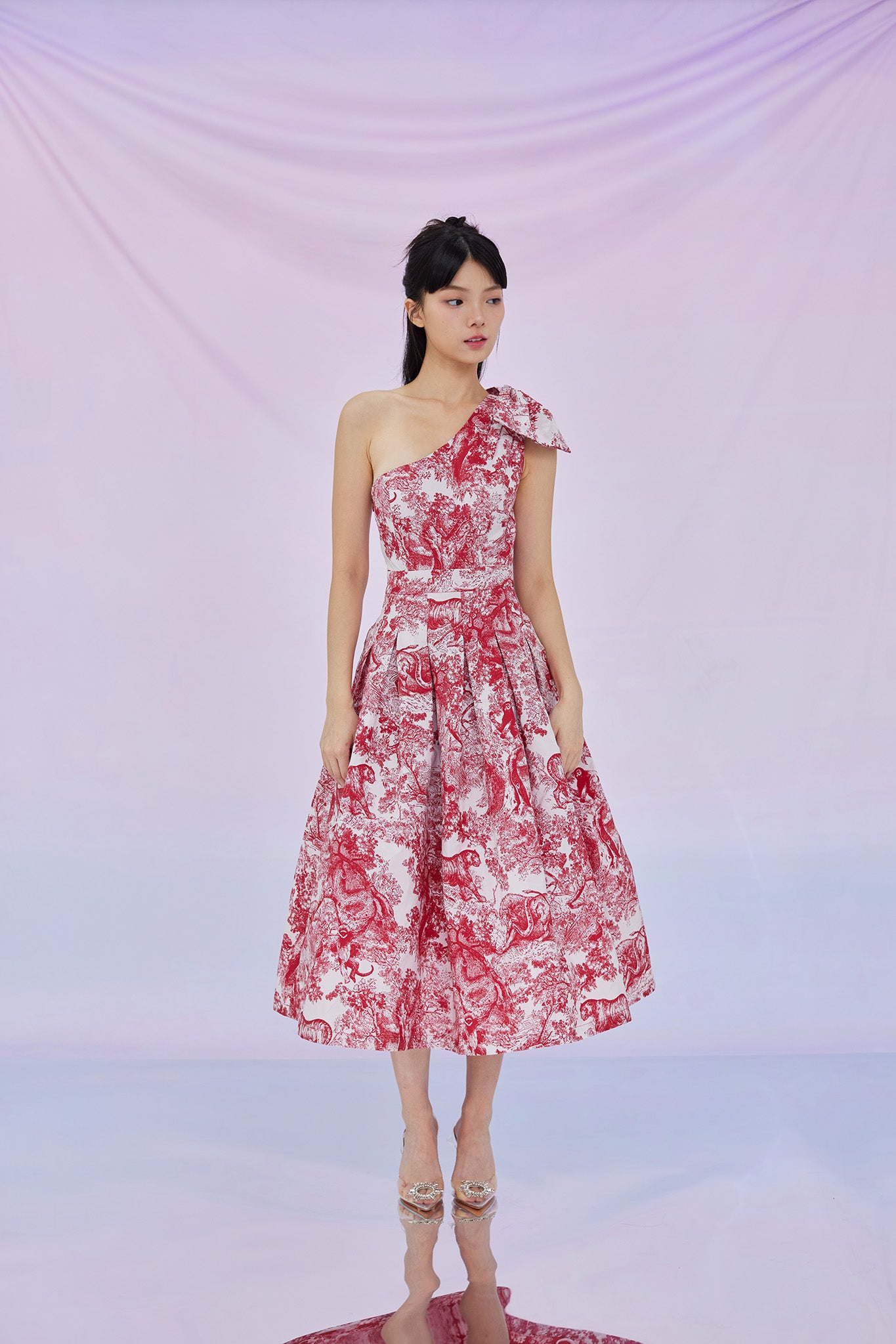 Gwenette Red Animal Print White Dress