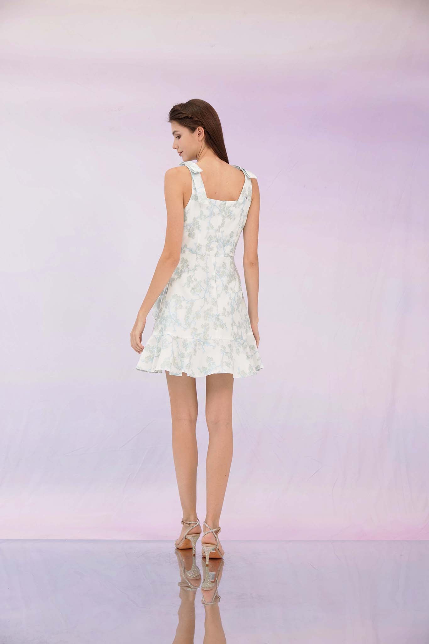 Gregoria White Jacquard Lotus Dress