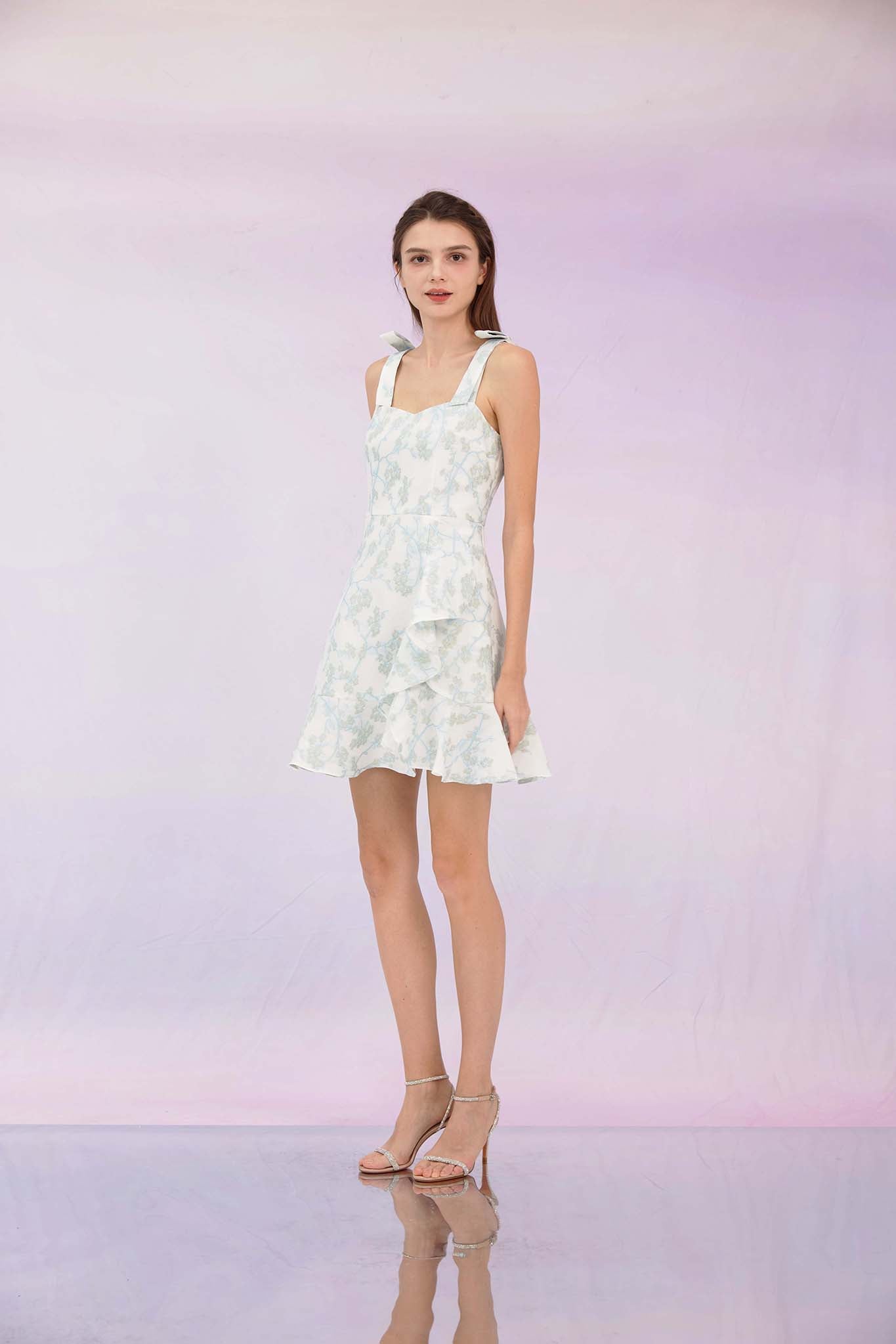 Gregoria White Jacquard Lotus Dress
