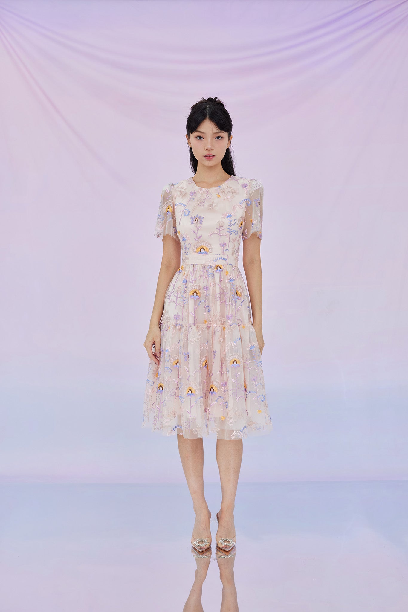 Geovana Pink Mesh Dress
