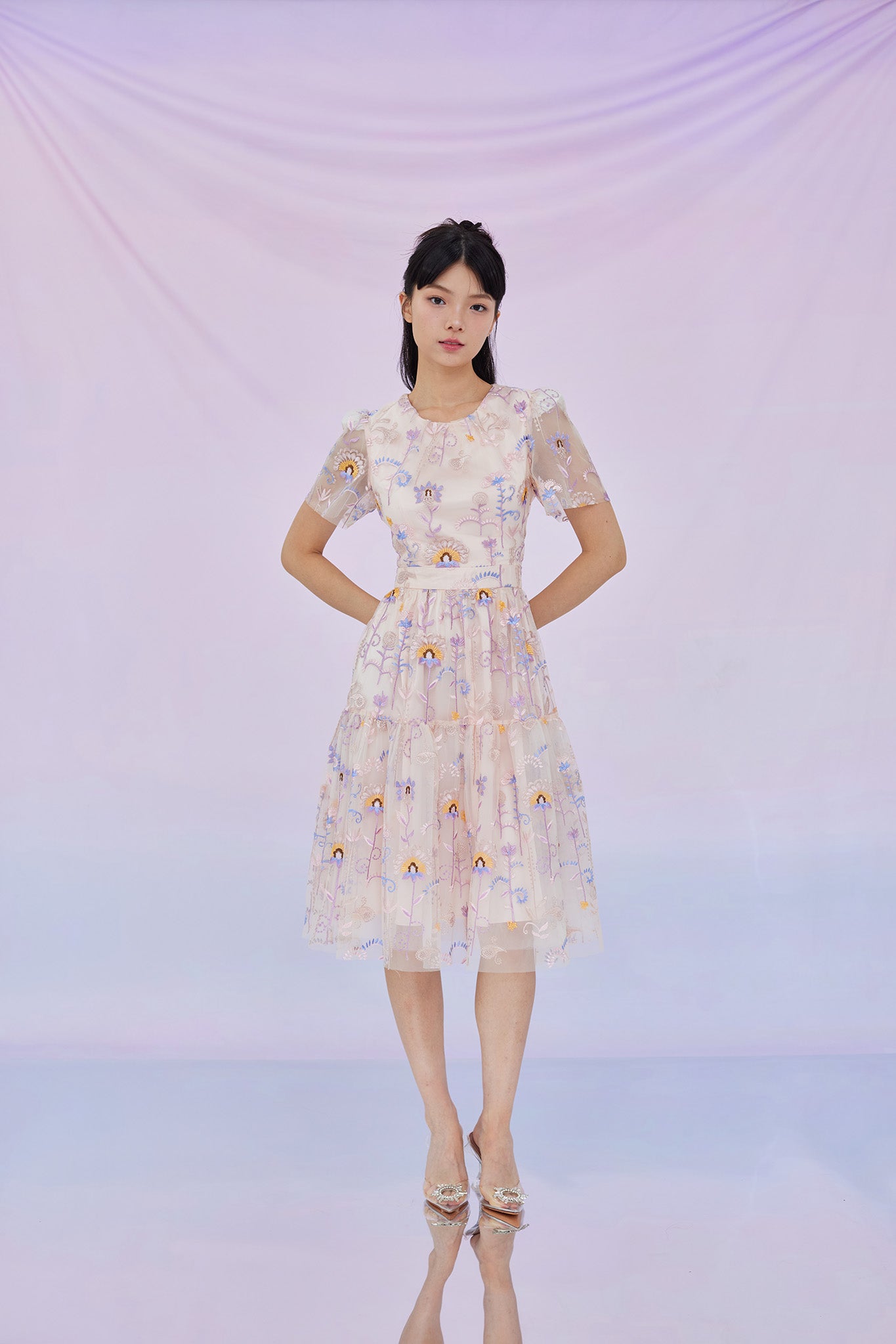 Geovana Pink Mesh Dress
