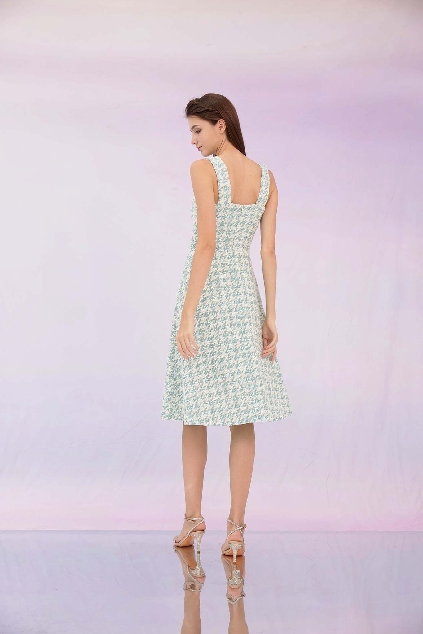 Gricelda Turquoise Tweed Dress